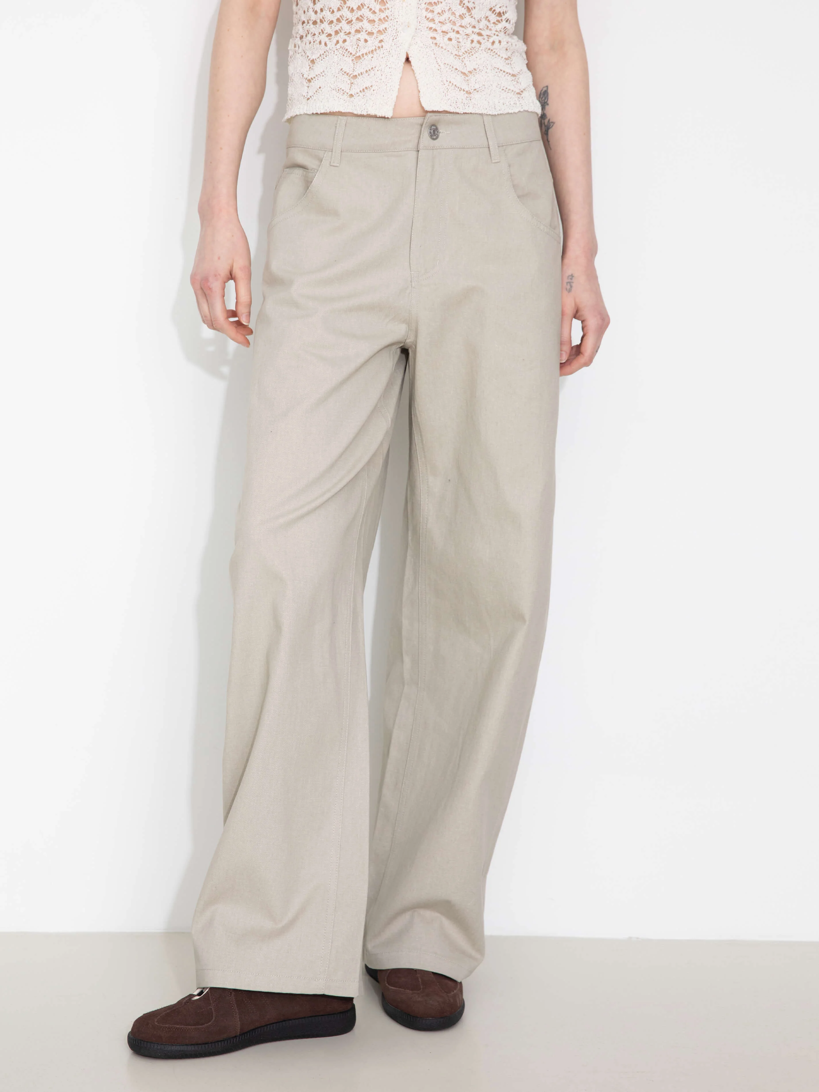 100% Cotton Draped Oversized Wide-Leg Casual Pants - Image 9