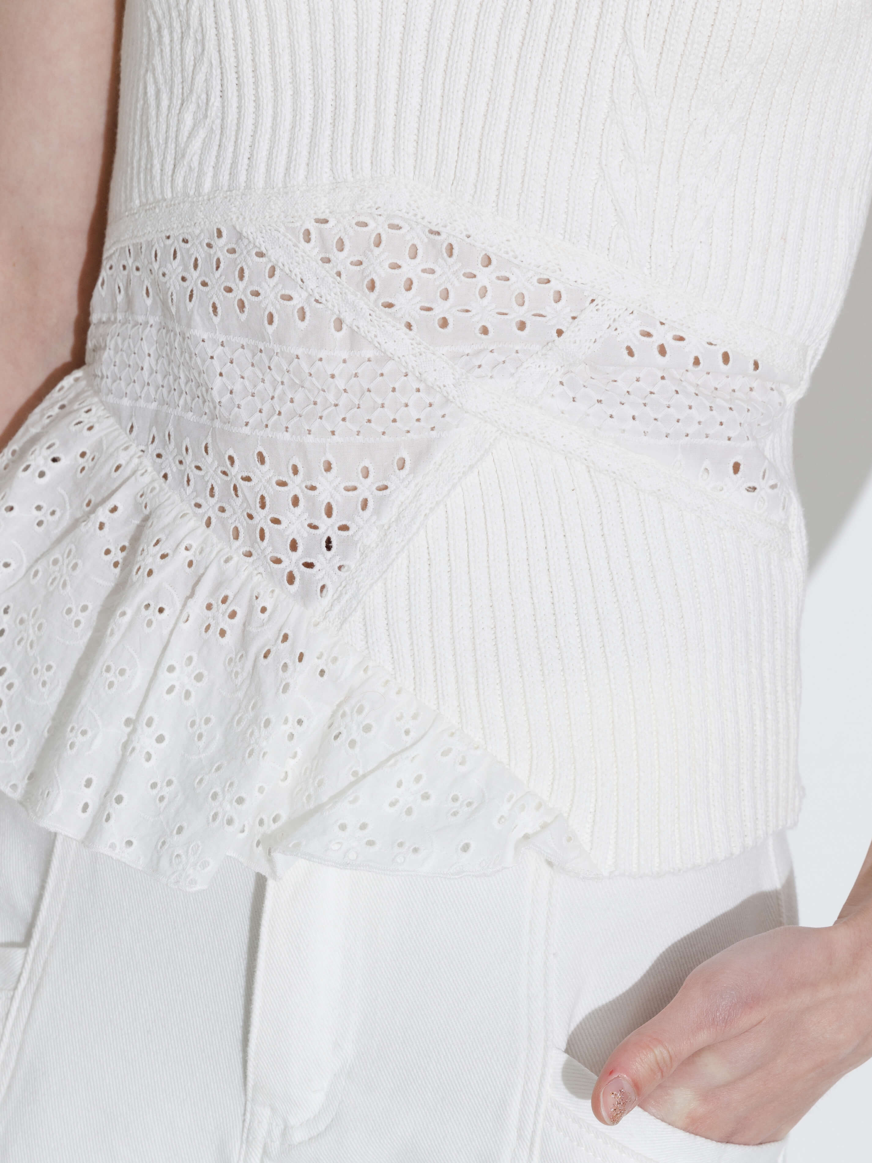100% Cotton Lace-Detail Knitted Cami Top - Image 4