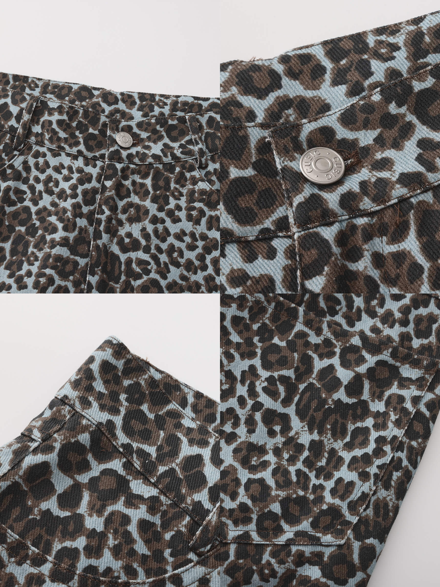 100% Cotton Leopard Print Flared Trousers - Image 10