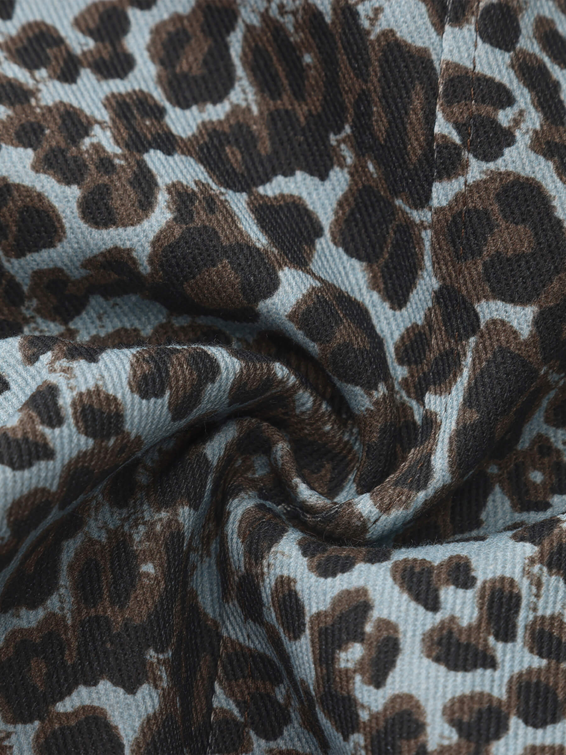 100% Cotton Leopard Print Flared Trousers - Image 11