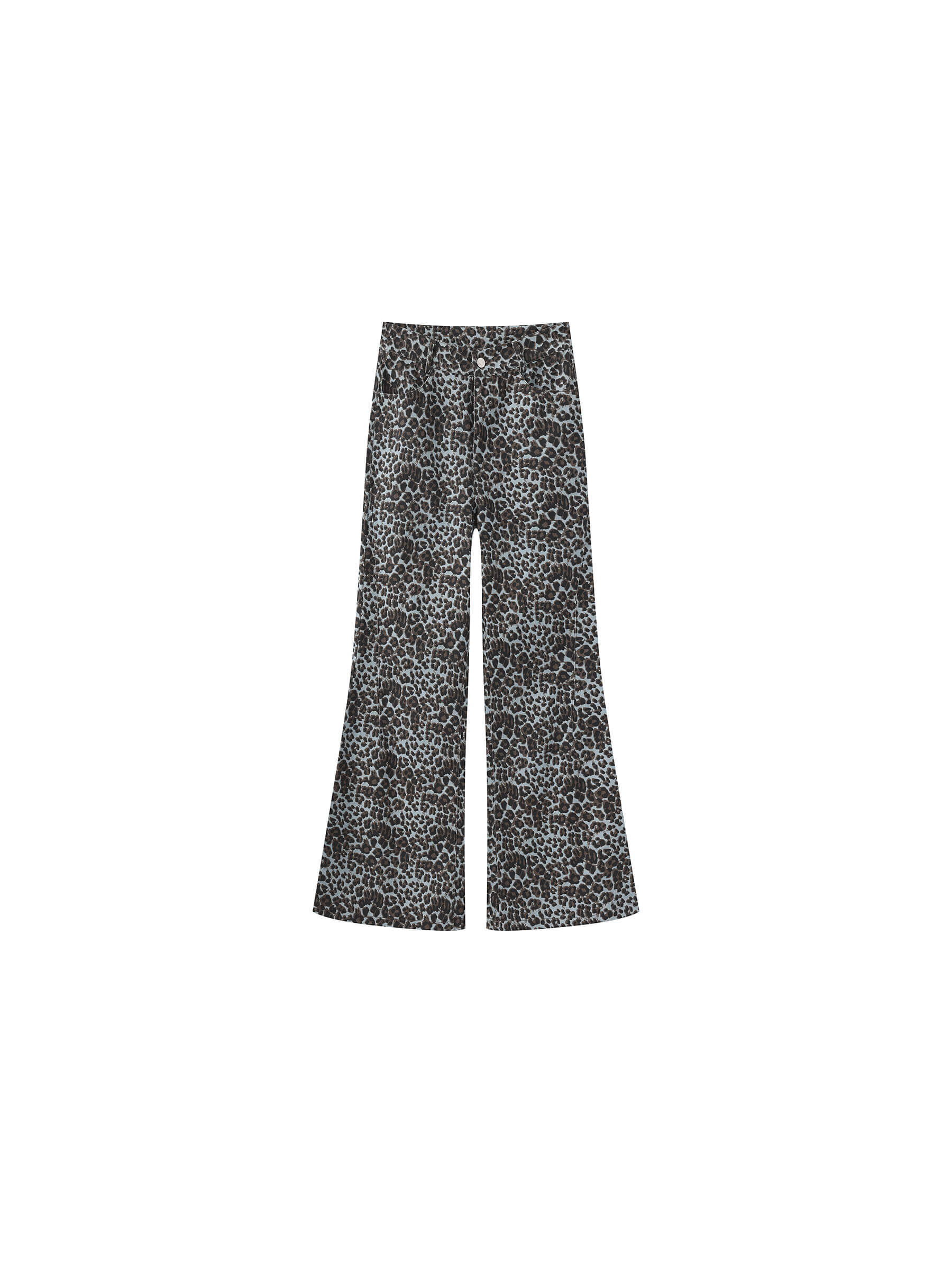 100% Cotton Leopard Print Flared Trousers - Image 8