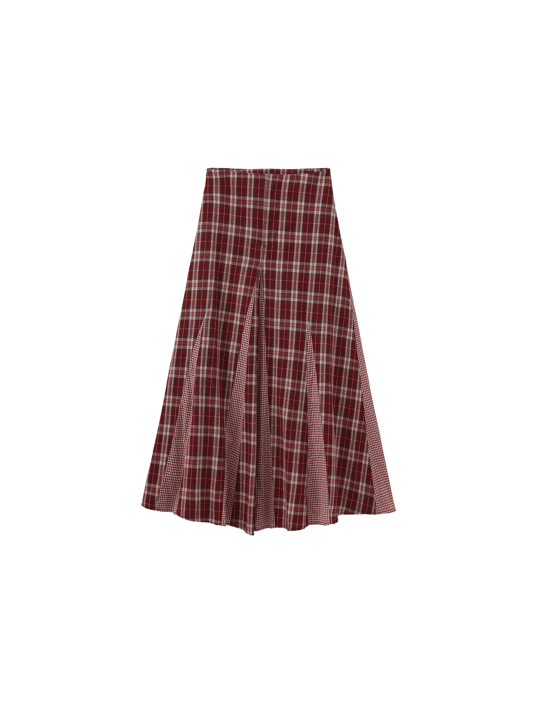 100% Cotton Patchwork Check A-Line Maxi Skirt - Image 15