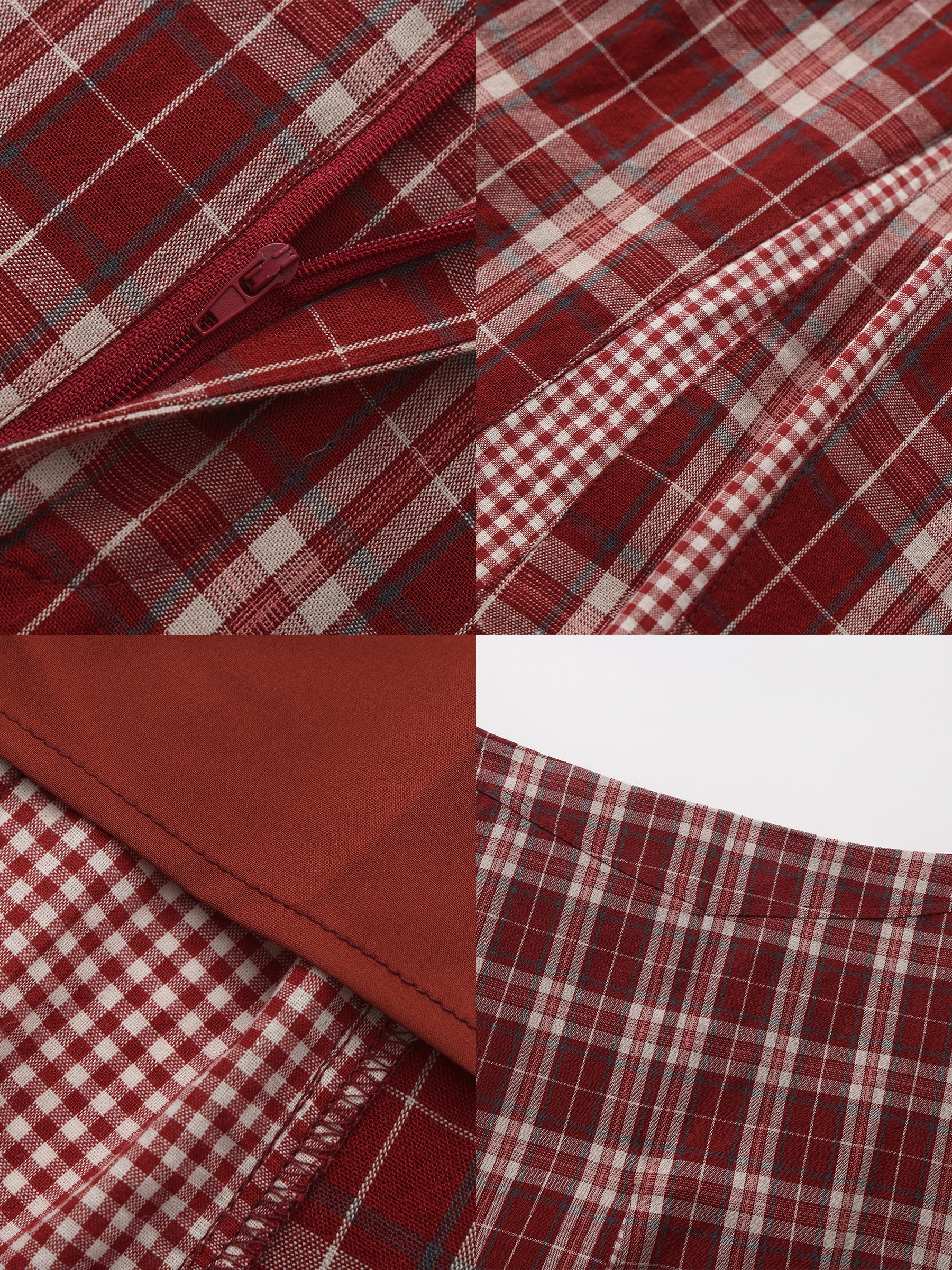 100% Cotton Patchwork Check A-Line Maxi Skirt - Image 18