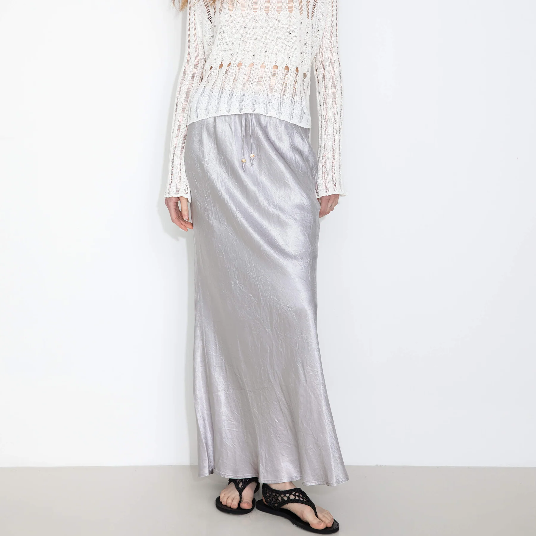 100% Heavyweight Acetate Bias Cut Skirt - Image 3