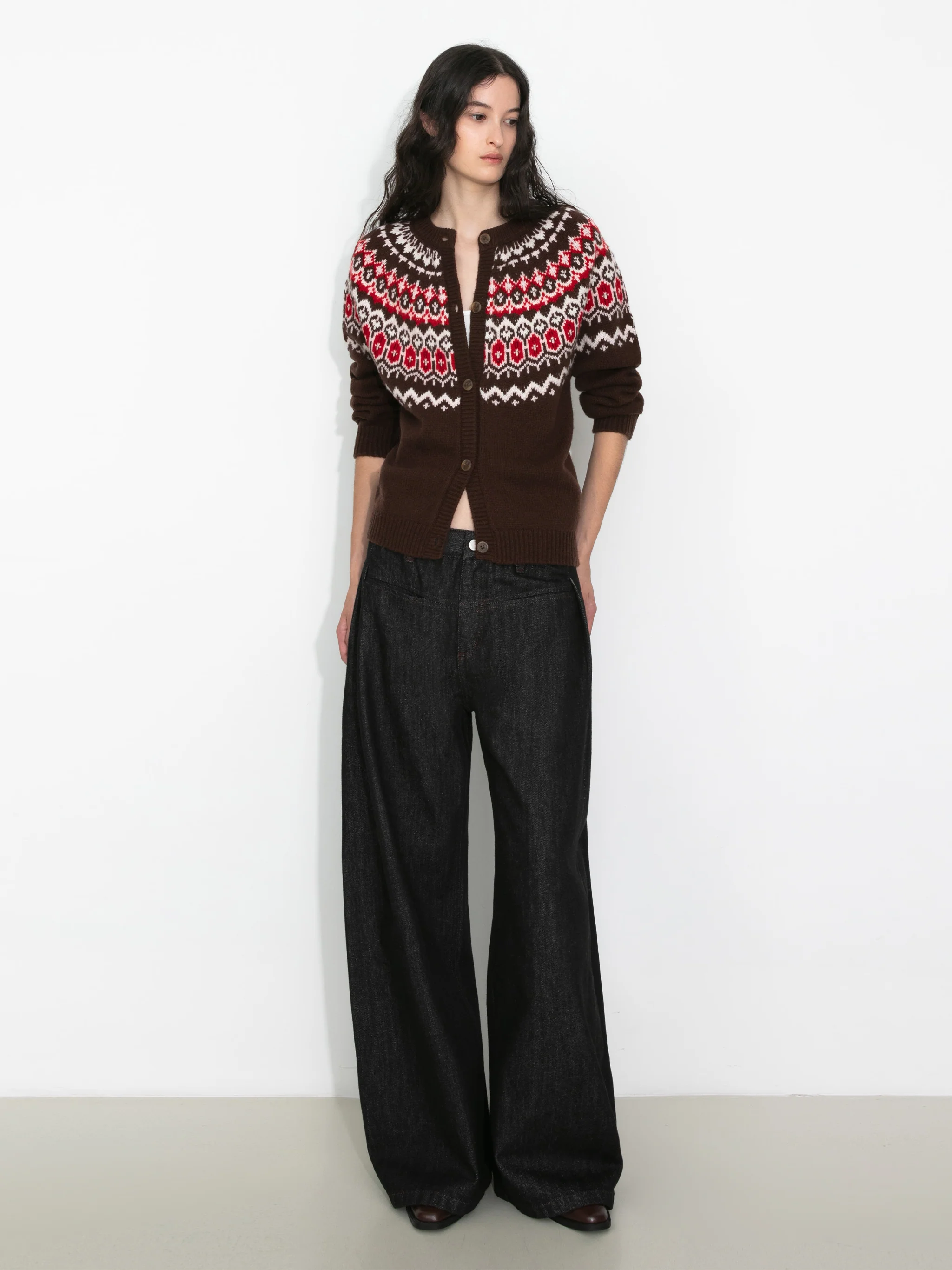 100% Wool Fair Isle Wool Knit Cardigan - Image 2
