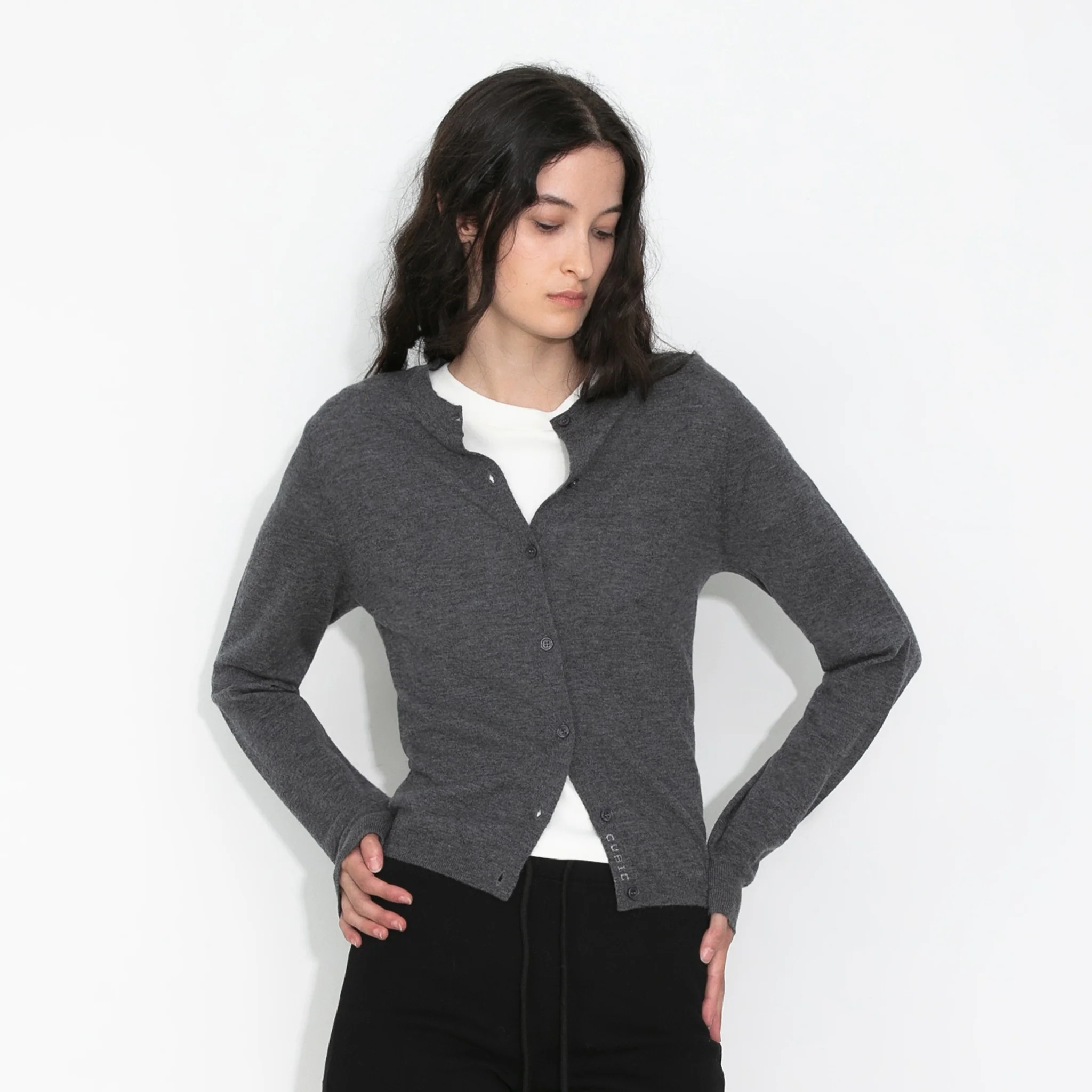 100% Wool Knit Cardigan with Crew Neck - Image 15