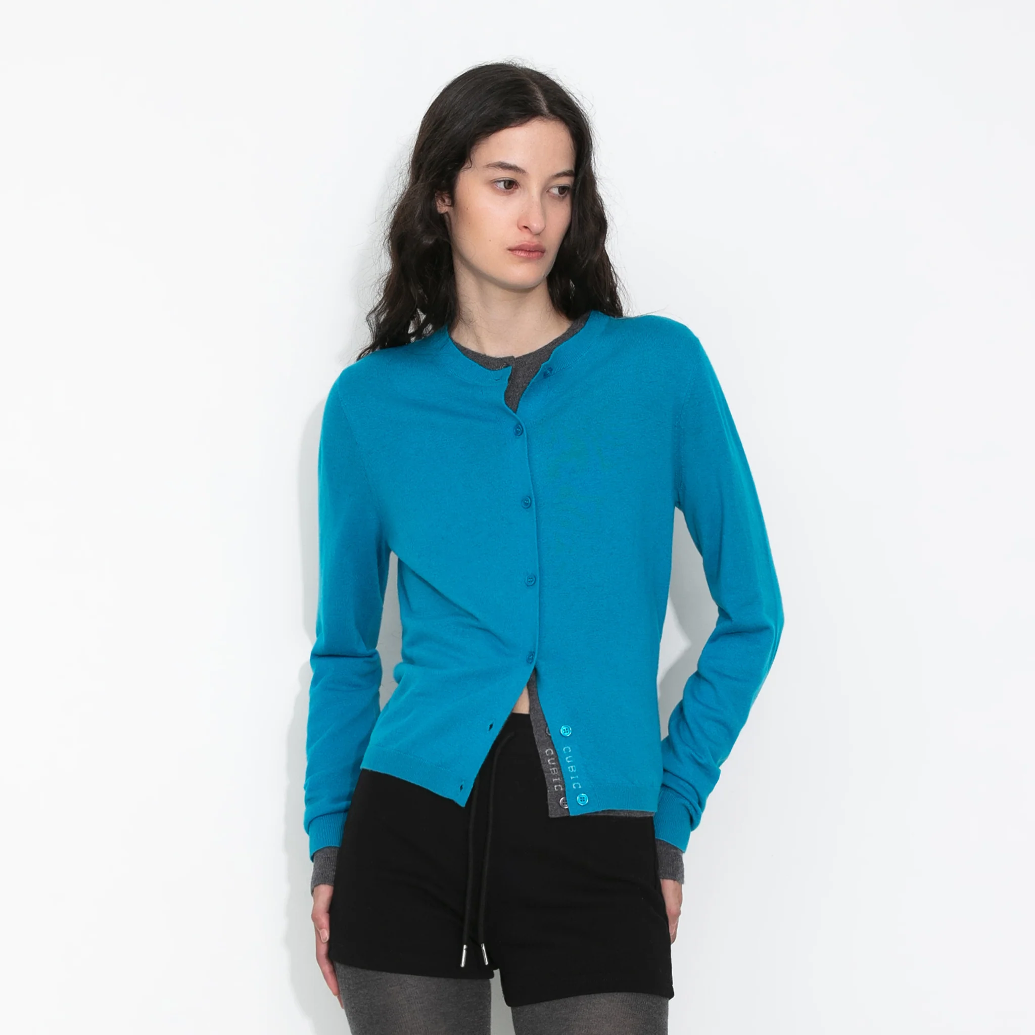 100% Wool Knit Cardigan with Crew Neck - Image 3