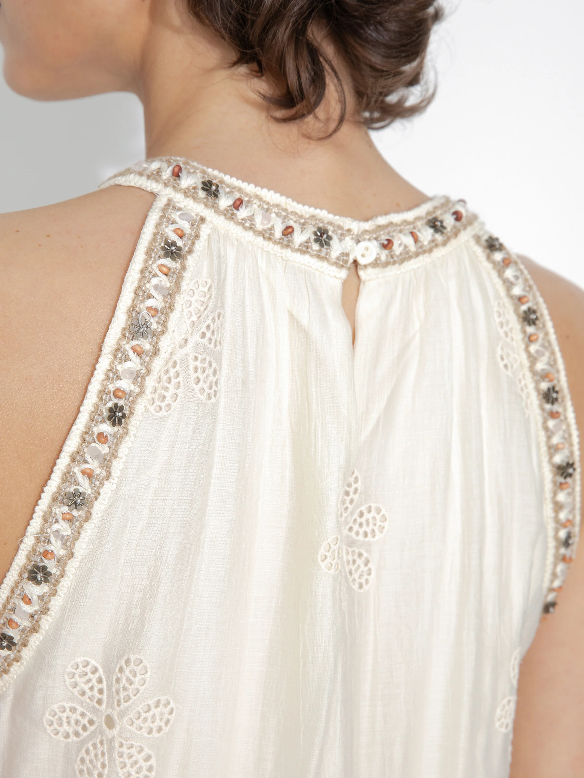A-Line Halter Round-Neck Embroidered Maxi Dress - Image 6