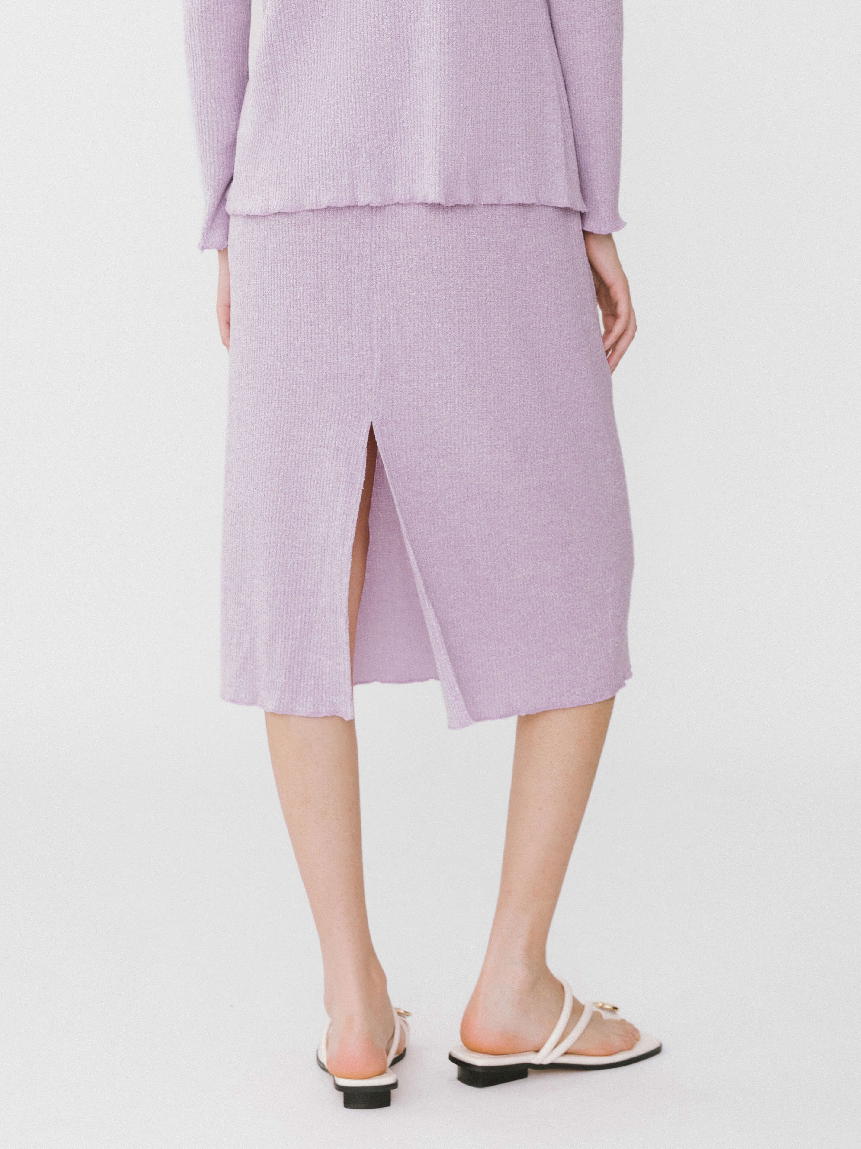 A-line Ribbed Knit Midi Skirt - Image 6