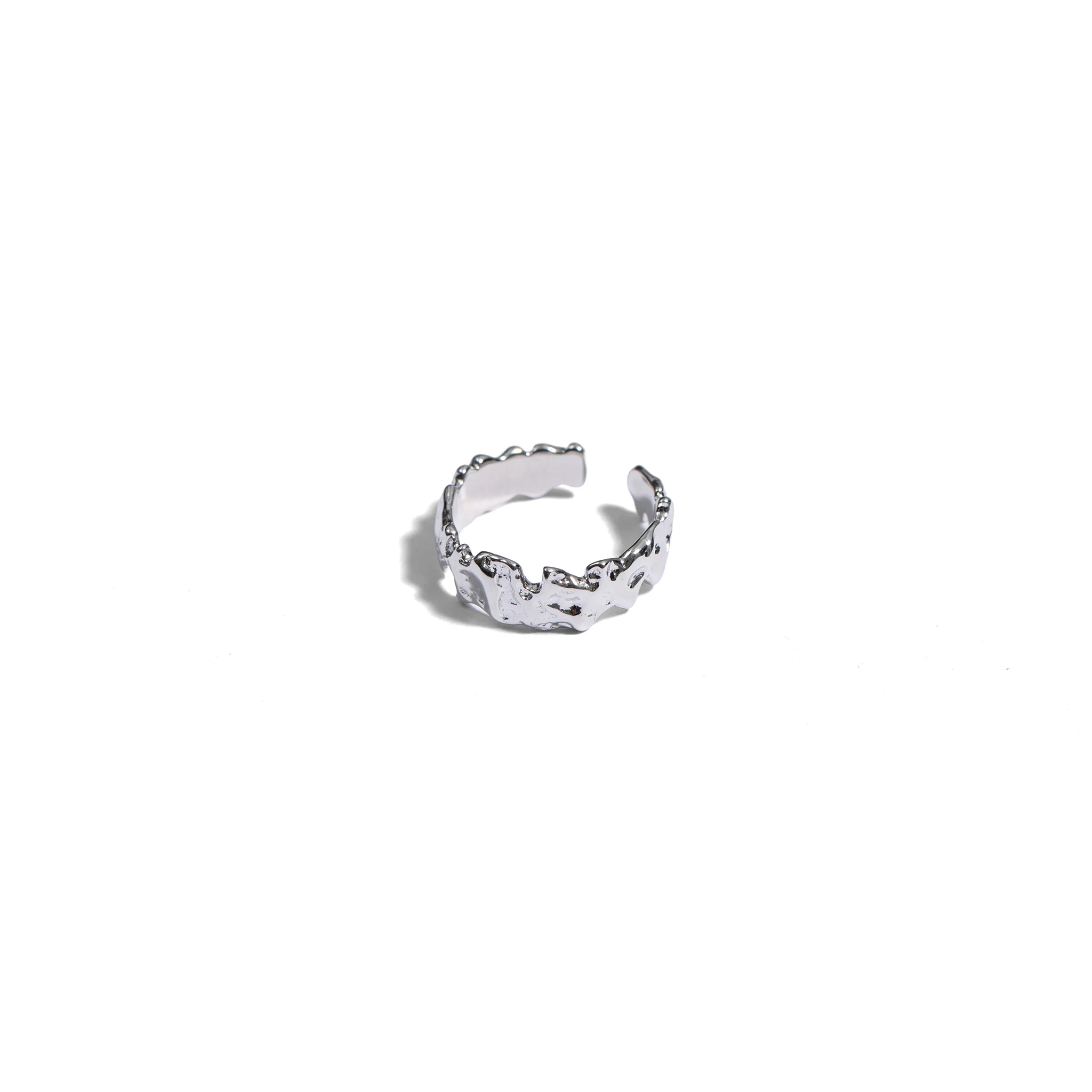 Adjustable Hammered Silver Open Ring - Image 3