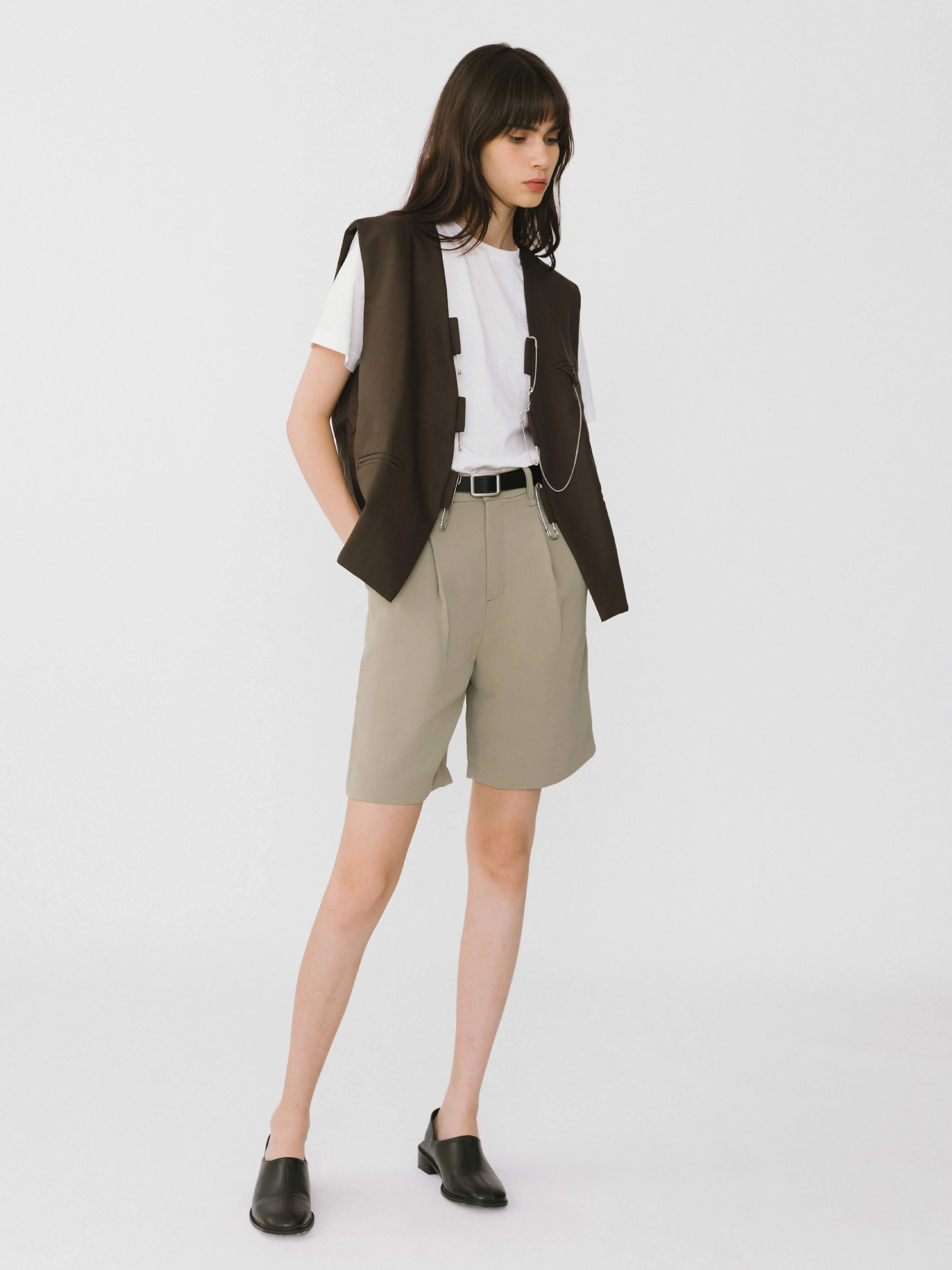 Asymmetric Cut Out Tailored Shorts - Image 3