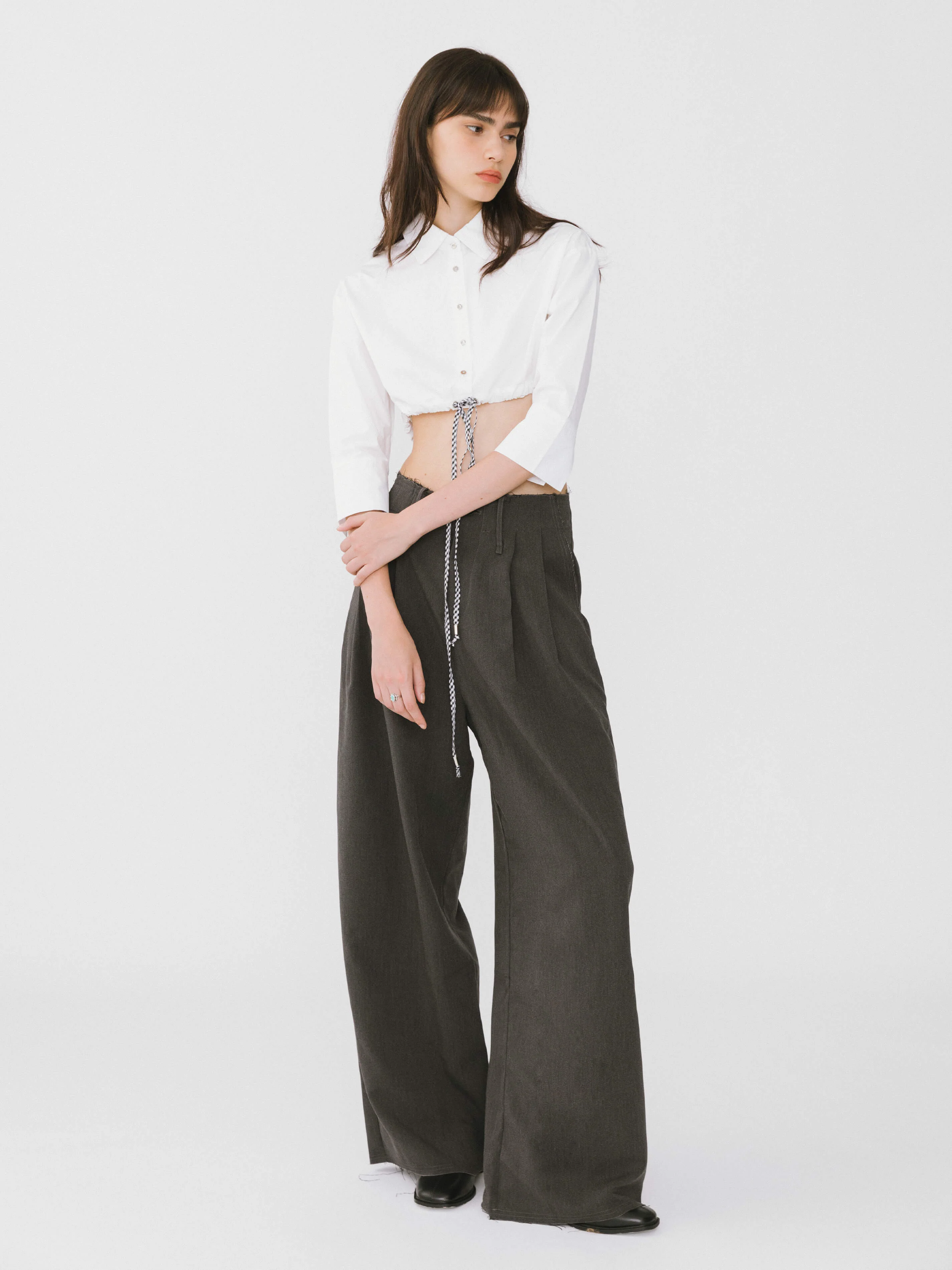 Asymmetric Waistband Tailored Trousers - Image 3