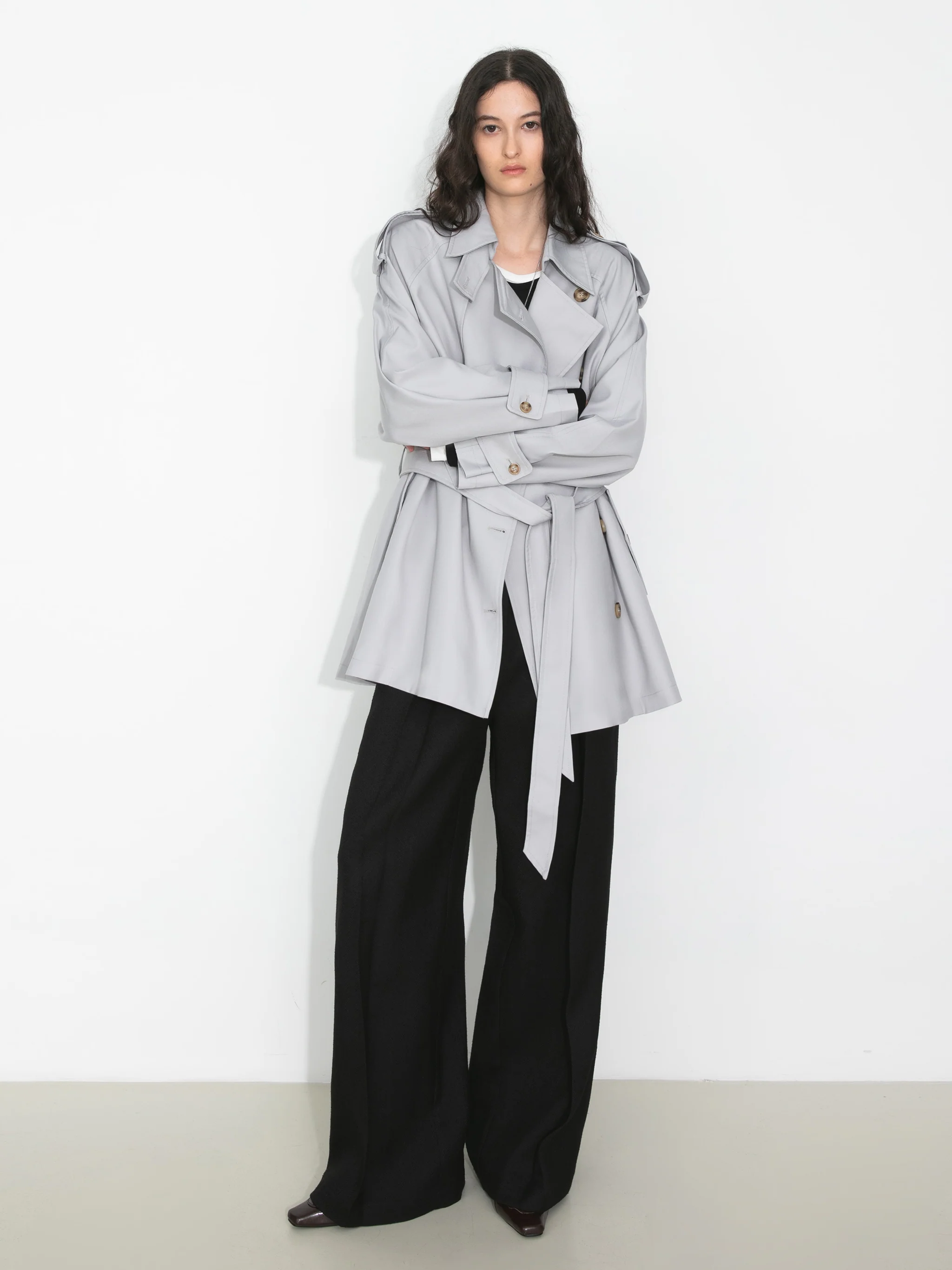 Oversized Mid-Length Trench Coat with Belt - Image 5