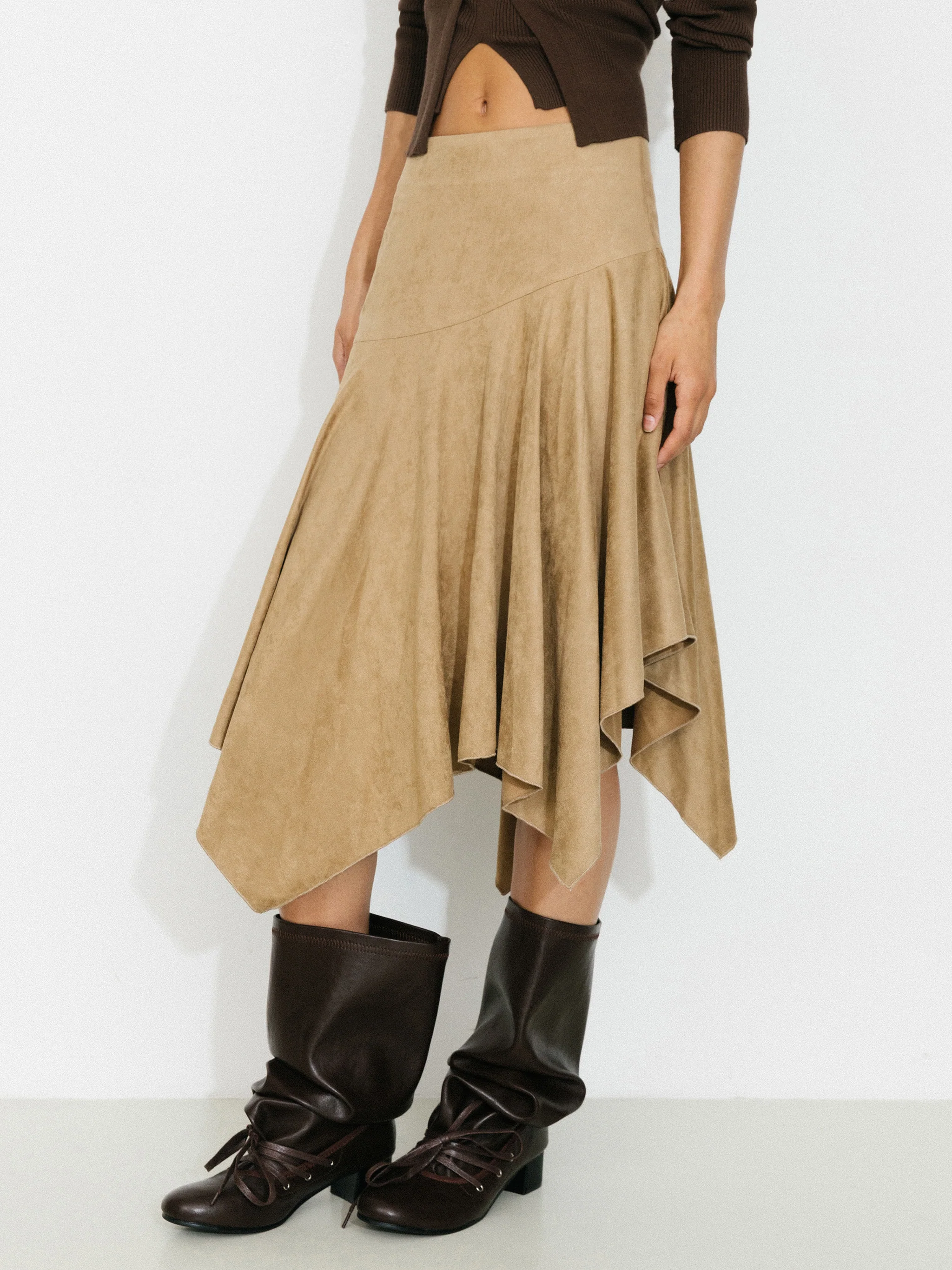 Asymmetrical Suede Skirt - Image 2