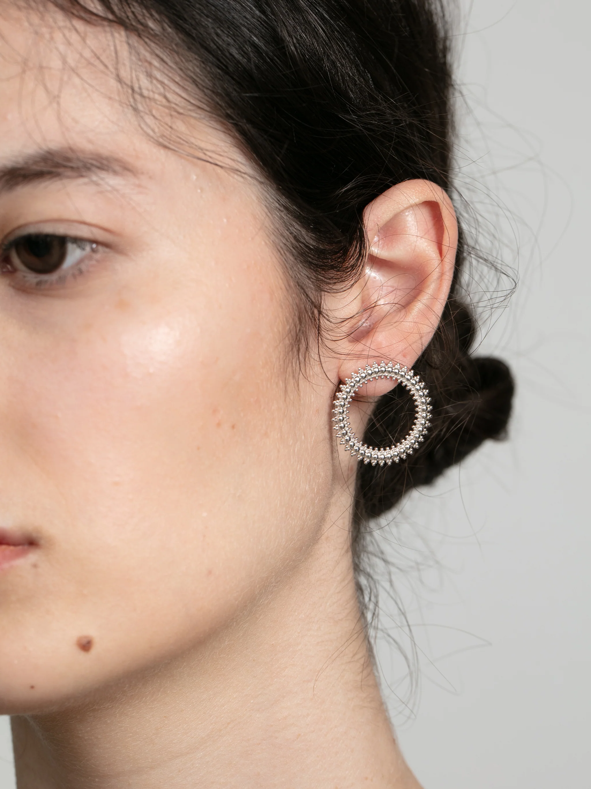 Beaded Circle Stud Earrings - Image 2