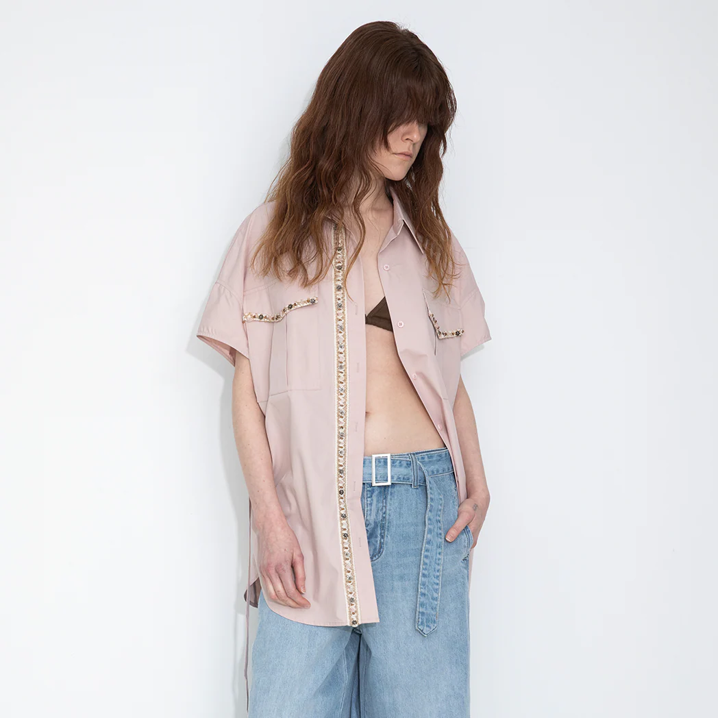 Beaded Placket Utility Short-Sleeve Shirt - Image 3