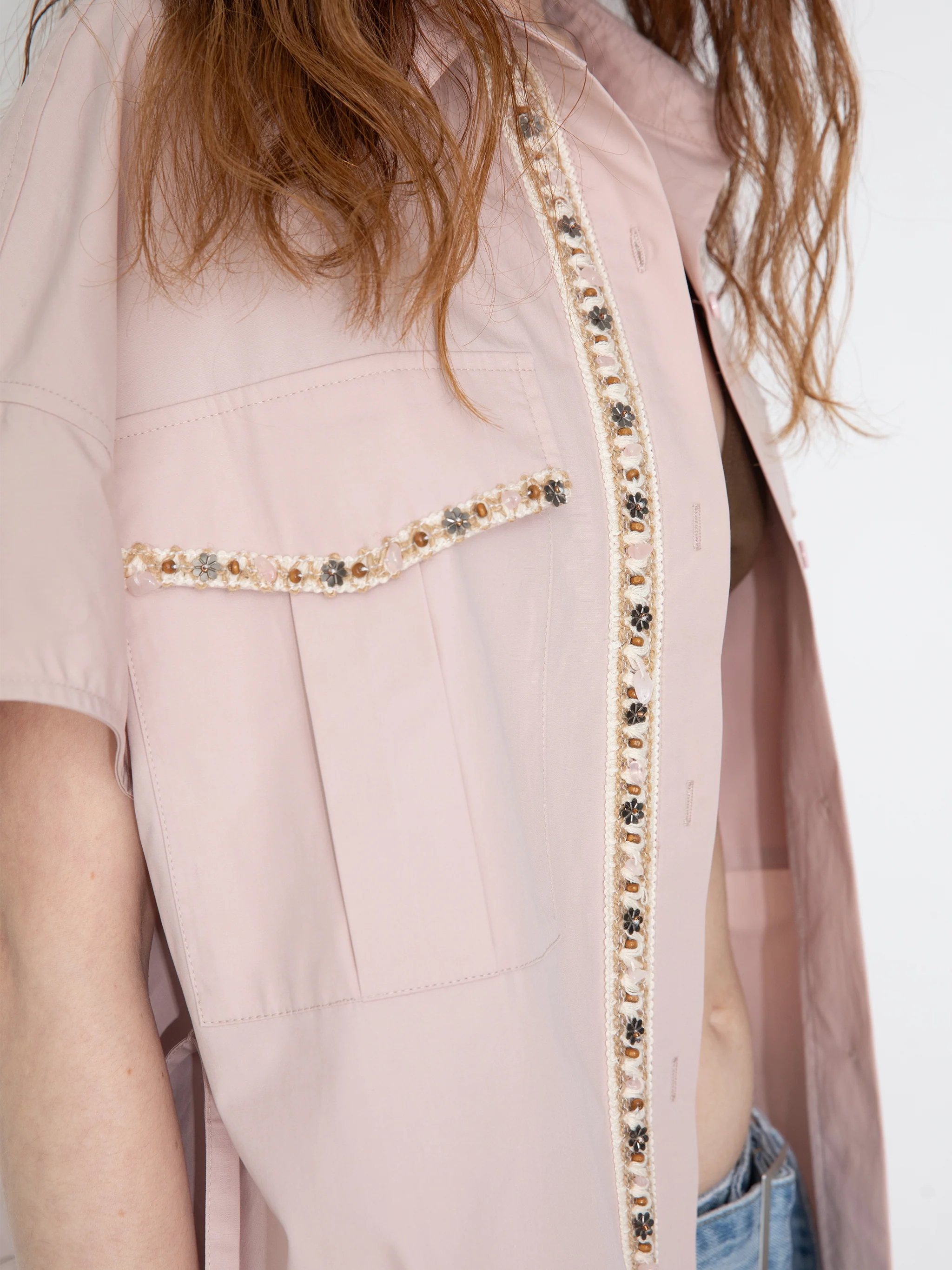 Beaded Placket Utility Short-Sleeve Shirt - Image 6