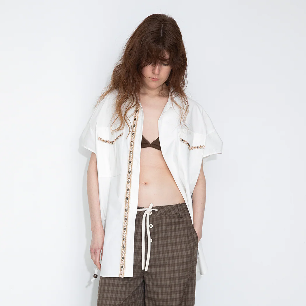 Beaded Placket Utility Short-Sleeve Shirt - Image 9