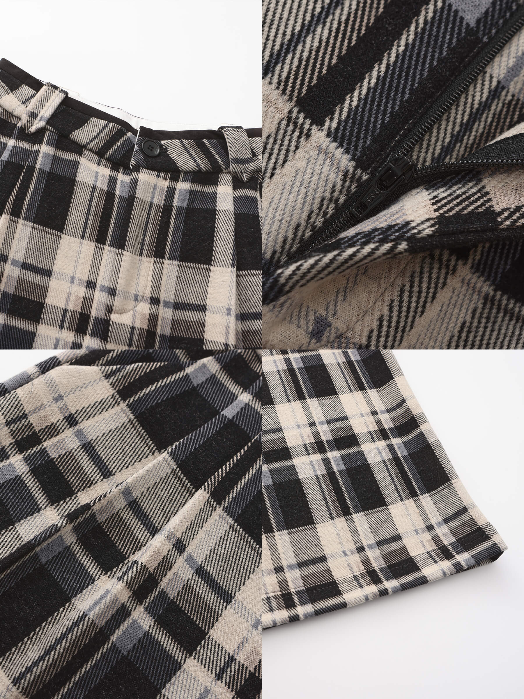 Black Checked Straight Trousers - Image 11