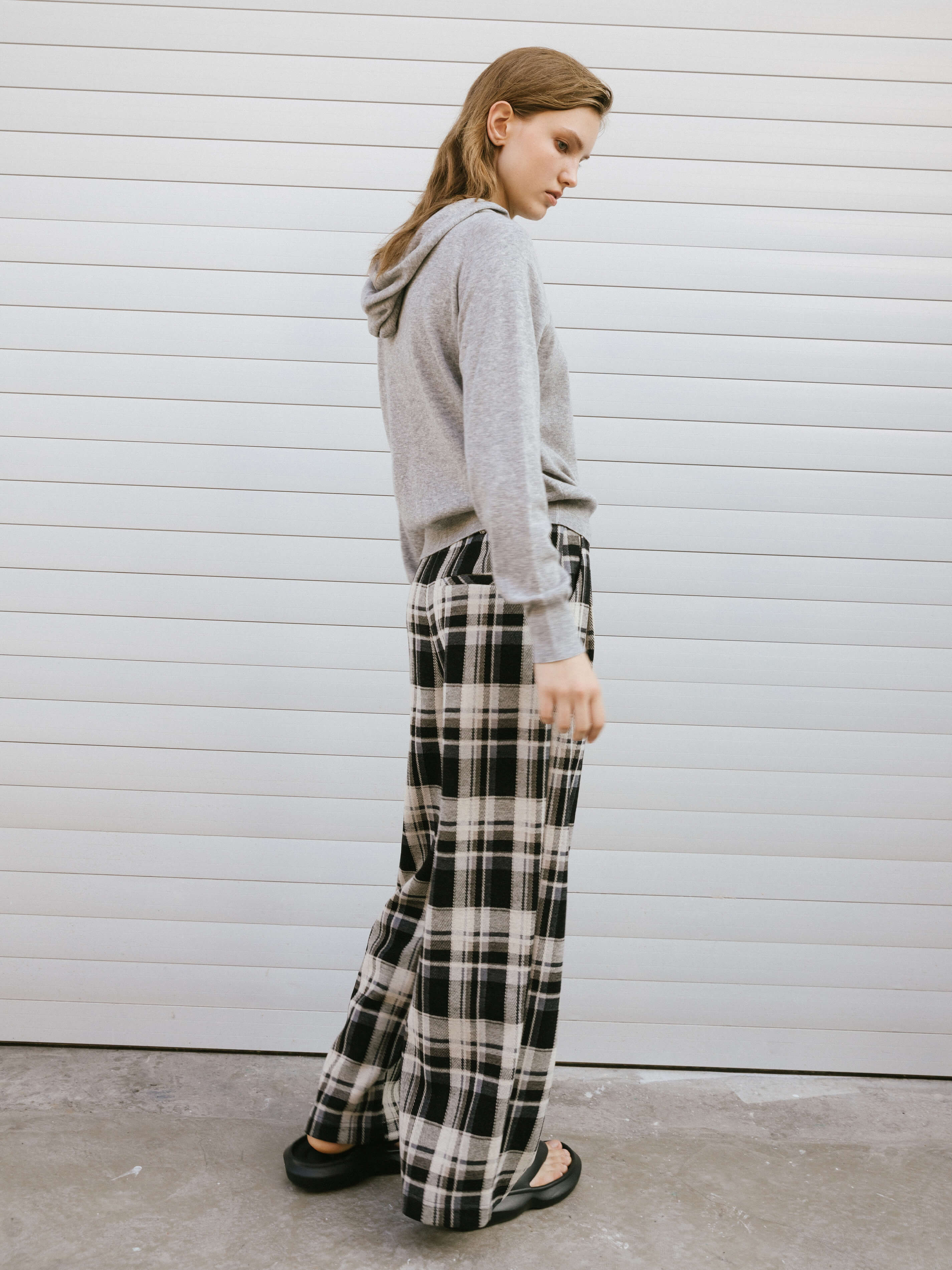 Black Checked Straight Trousers - Image 6