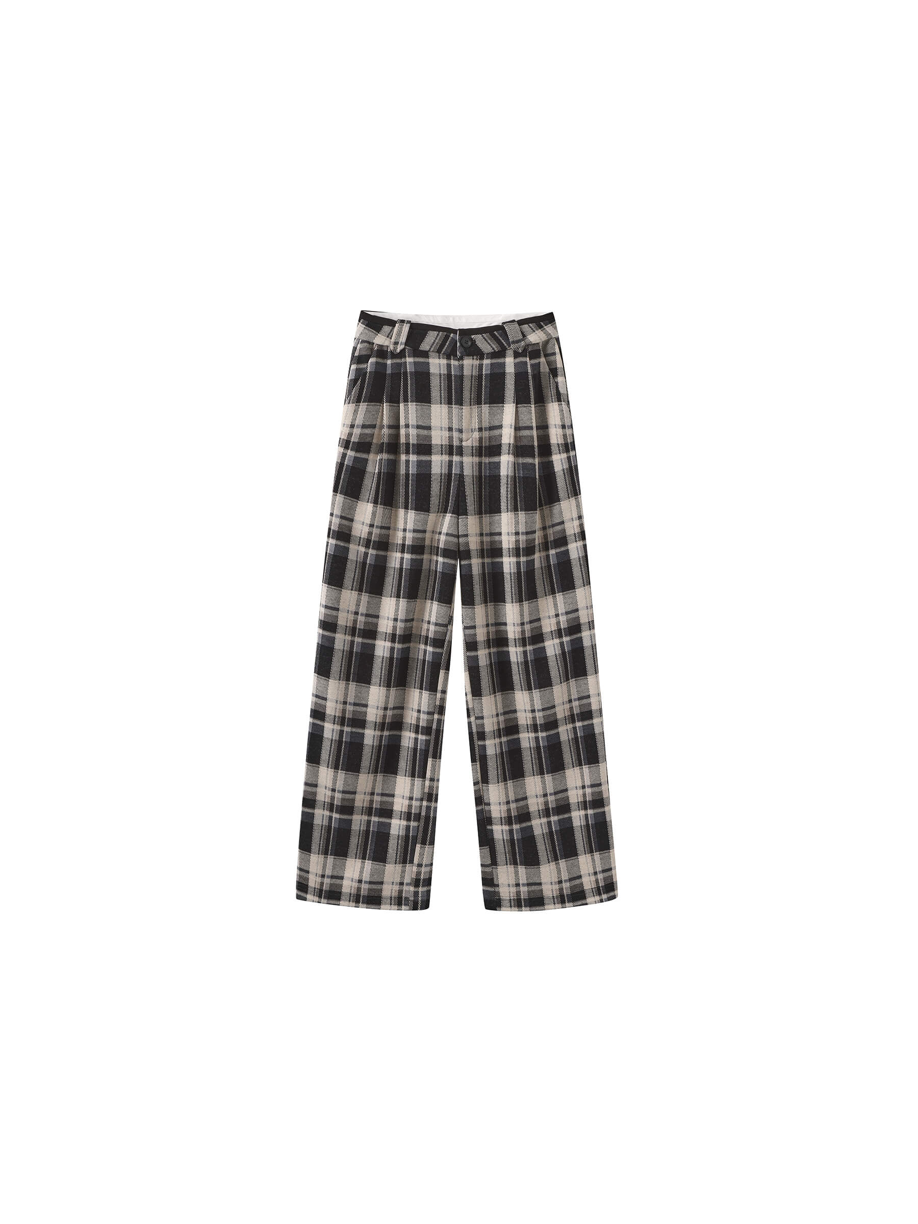 Black Checked Straight Trousers - Image 8