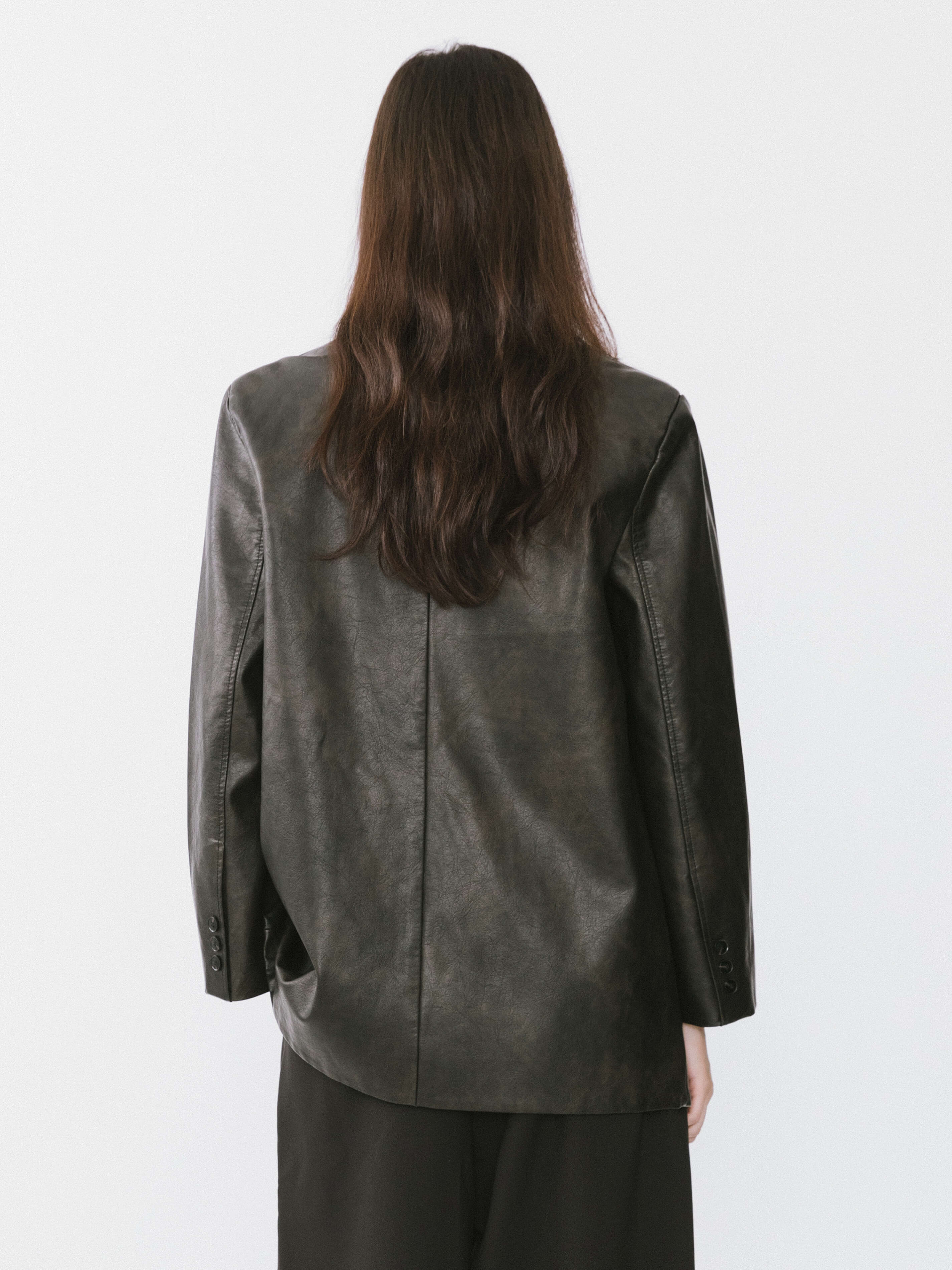 Black Faux Leather Tailored Suit - Image 5