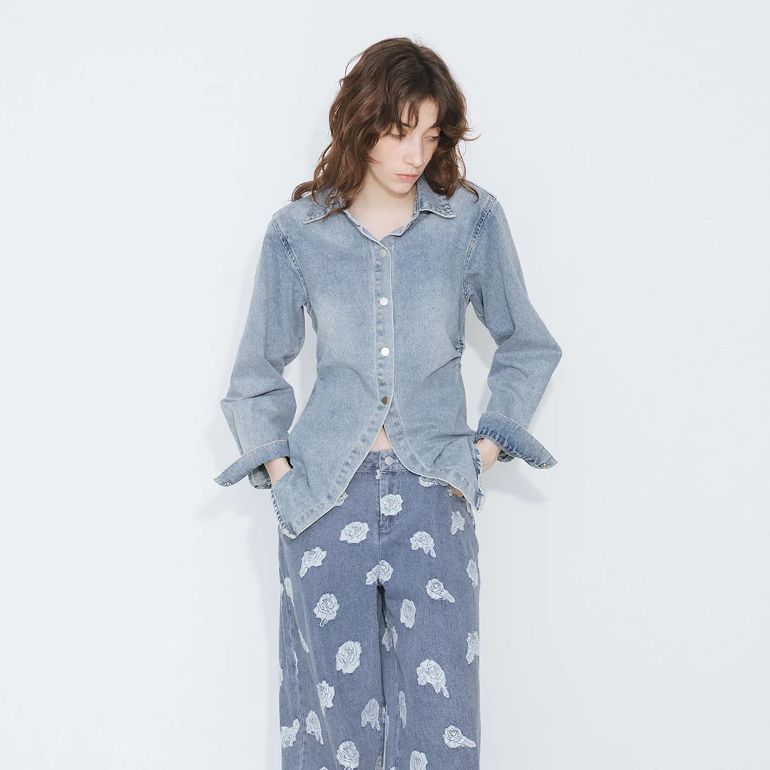 Blue Denim 100% Cotton Long Shirt - Image 7