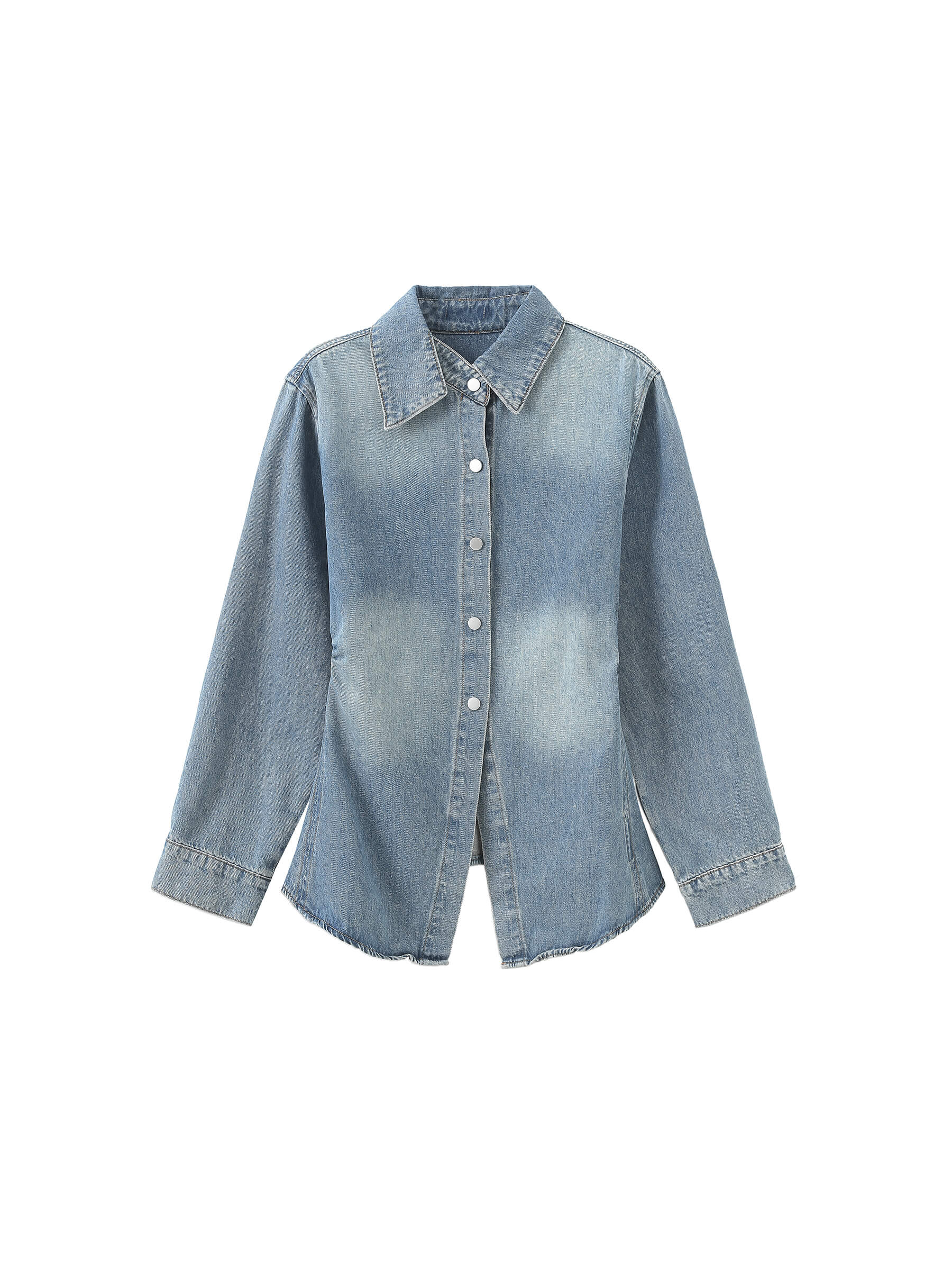 Blue Denim 100% Cotton Long Shirt - Image 8