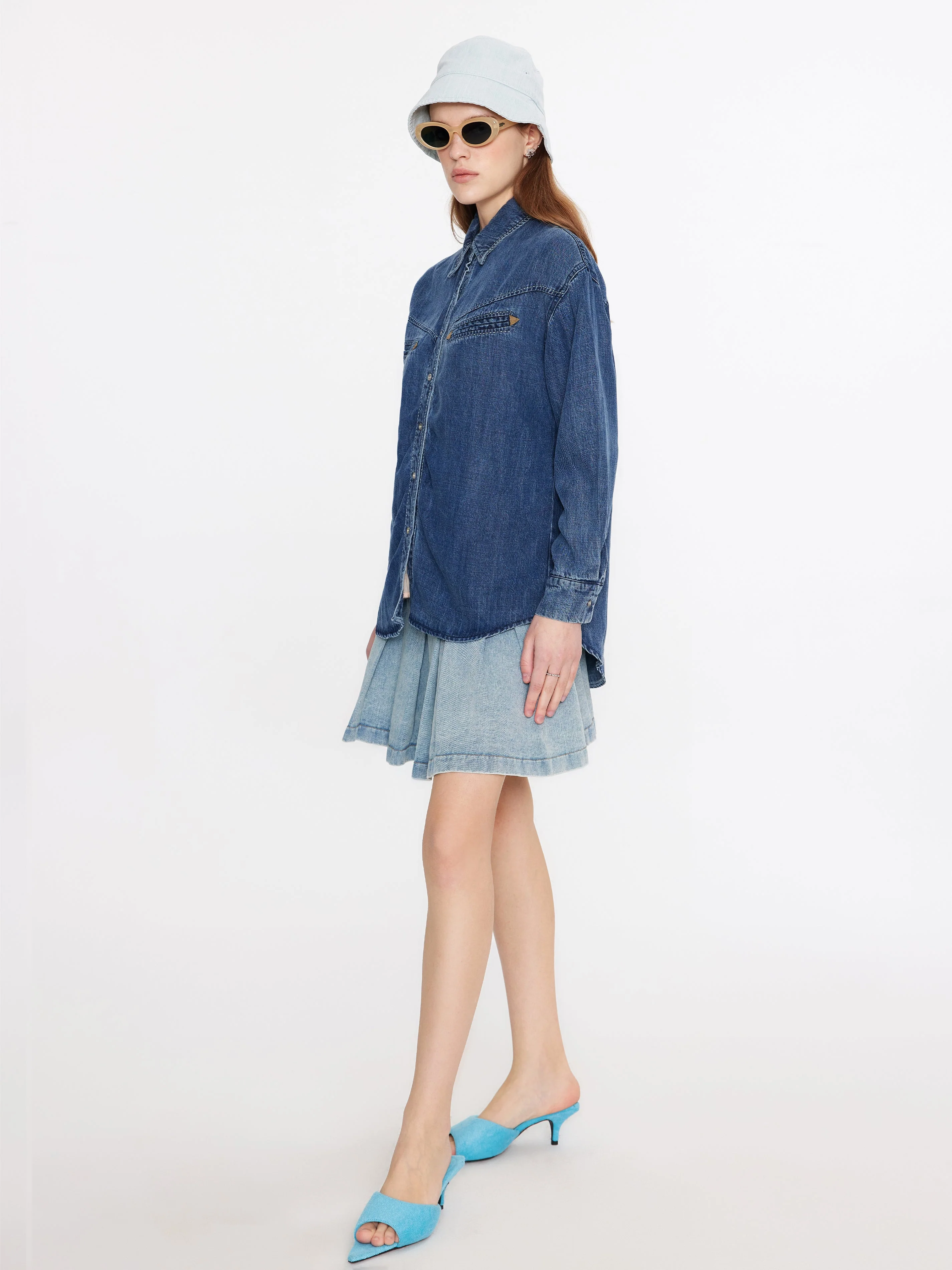 Blue Denim Western Shirt - Image 4