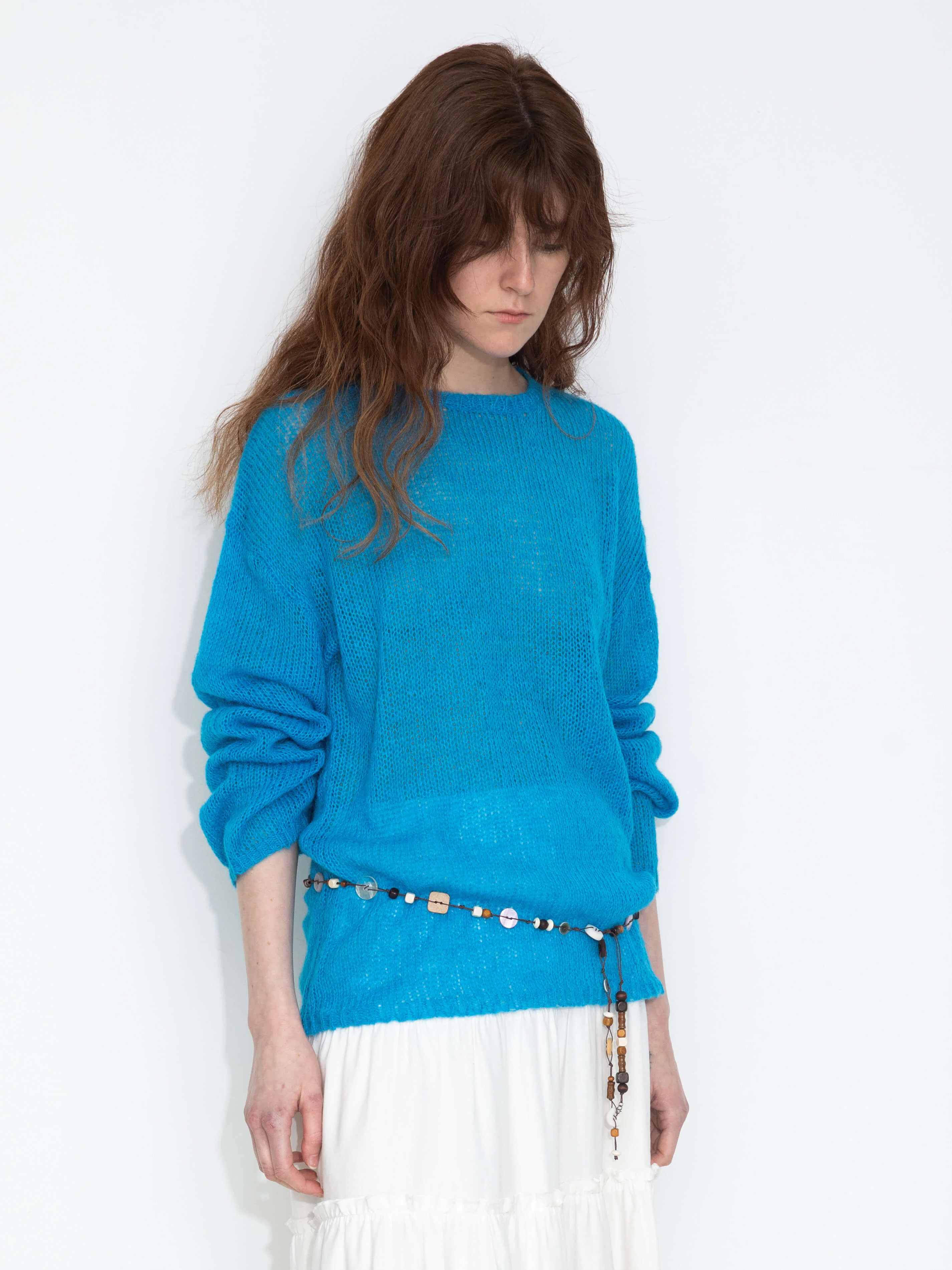 Blue Oversized Open-Knit Sweater - Image 2