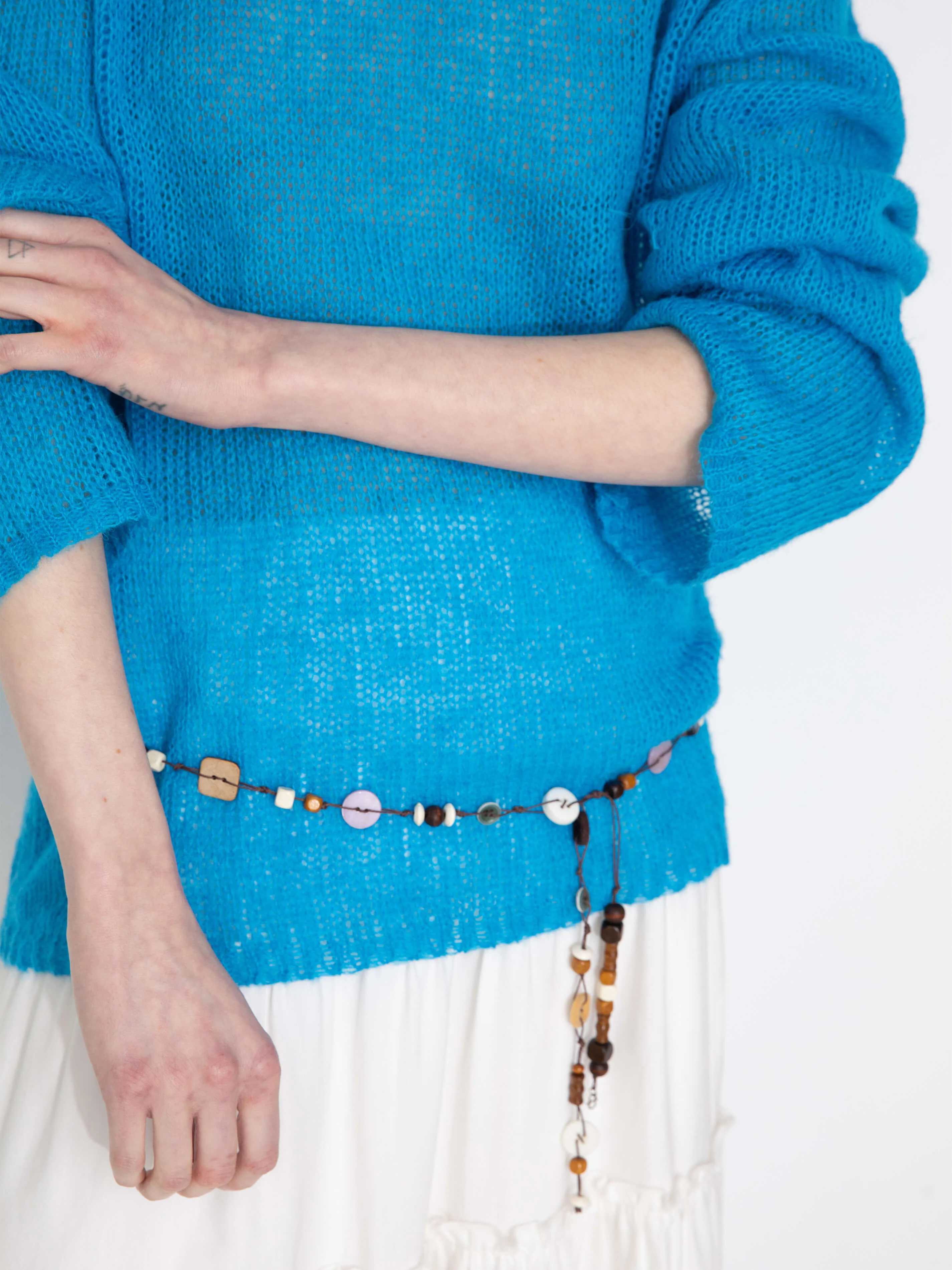 Blue Oversized Open-Knit Sweater - Image 3