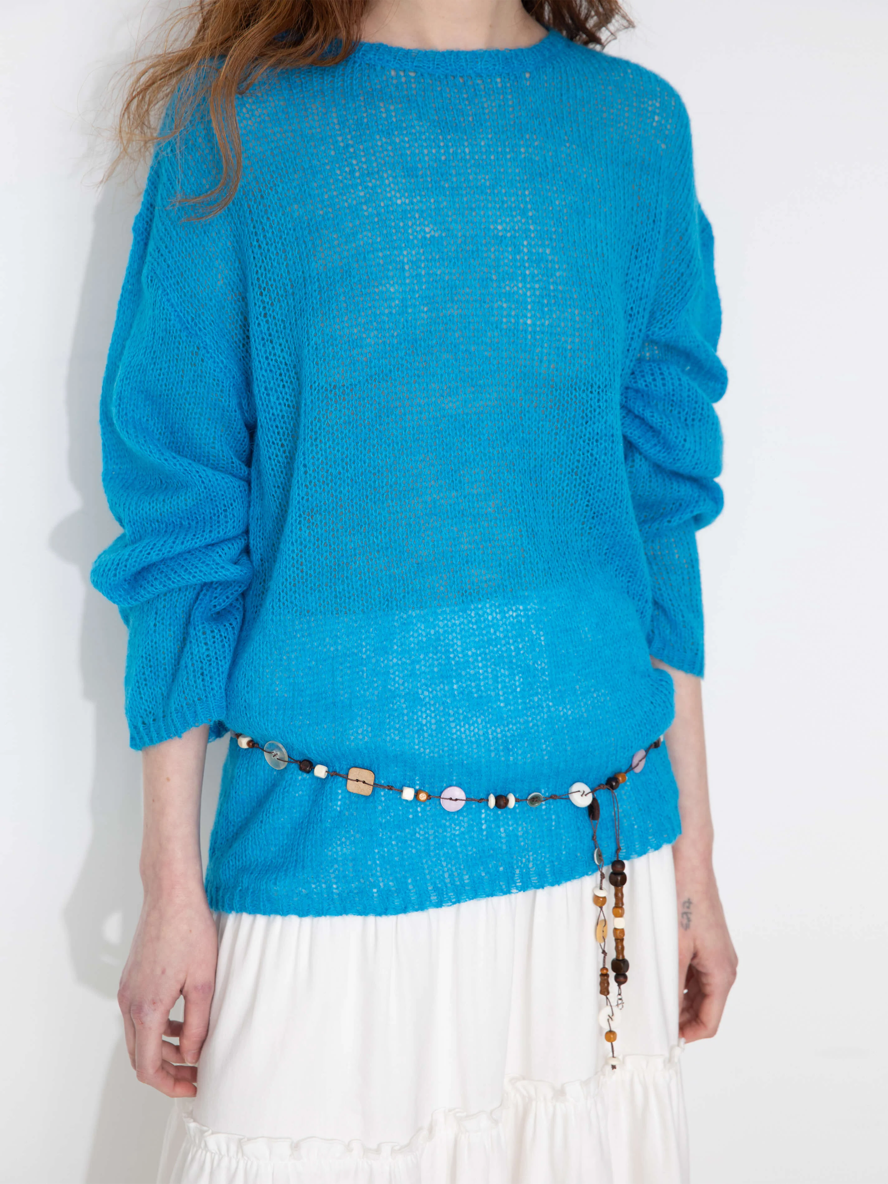 Blue Oversized Open-Knit Sweater - Image 4