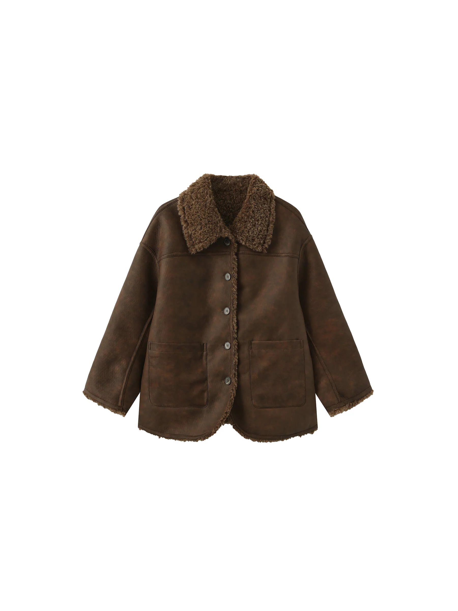 Brown Mid-length Boxy Coat - Image 8