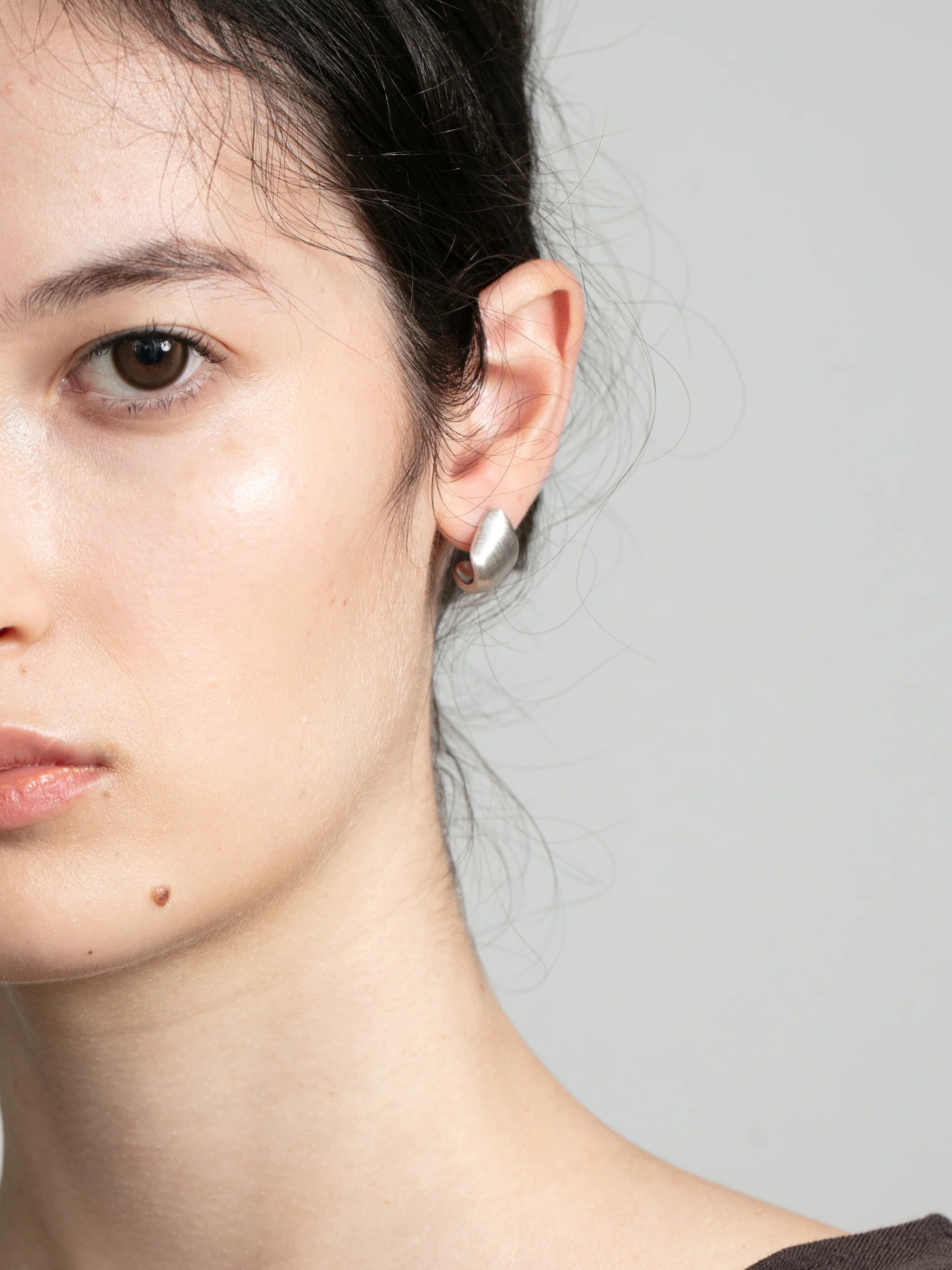 Brushed Matte Half-Hoop Earrings - Image 8