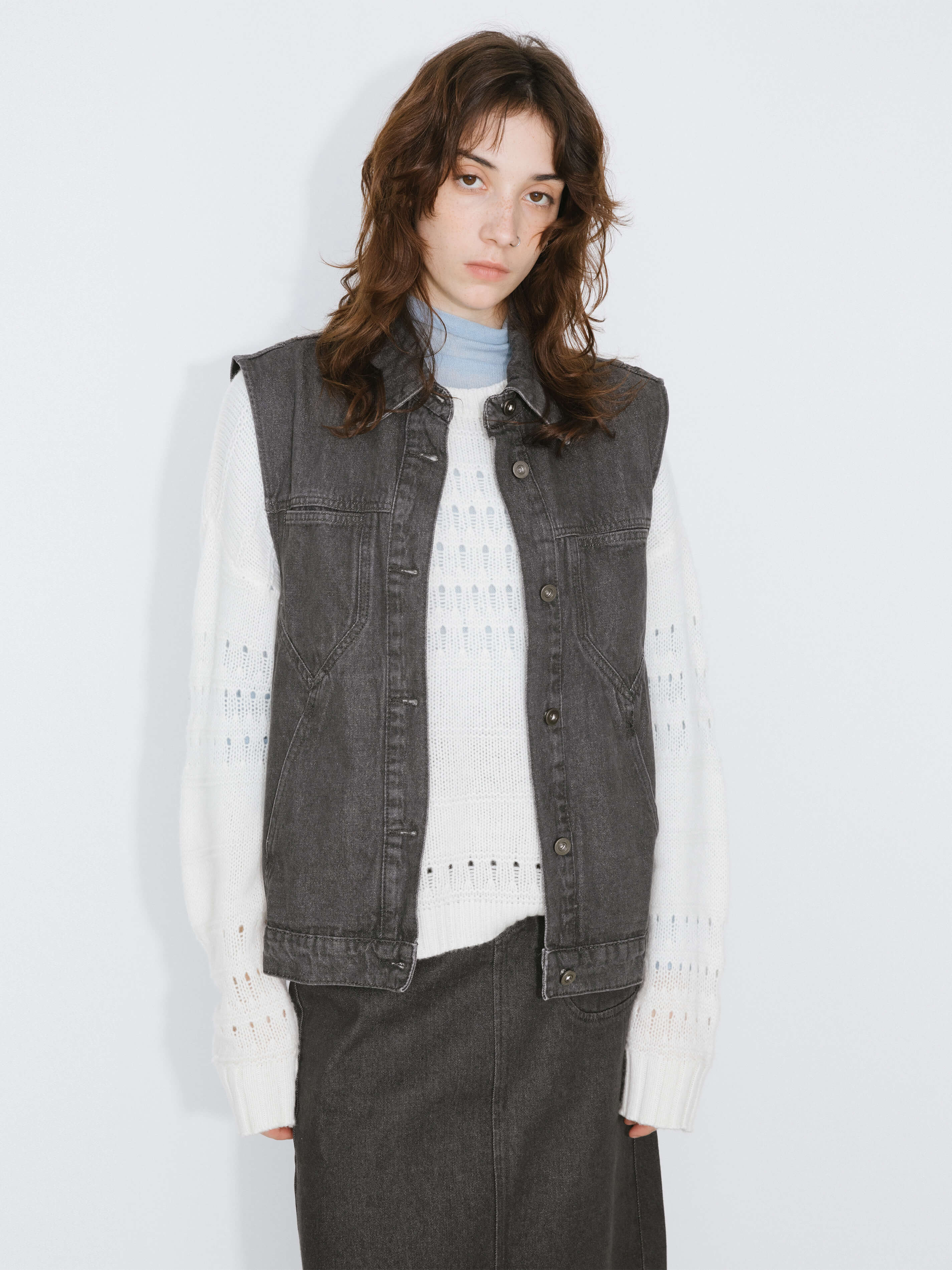 Button Down Denim Waistcoat - Image 7