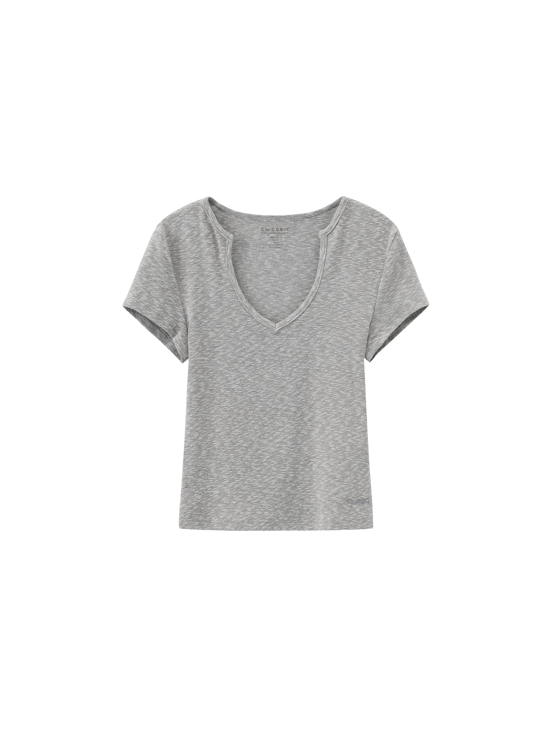 C by CUBIC Cropped Slim-Fit Sweetheart Neck T-Shirt - Image 15