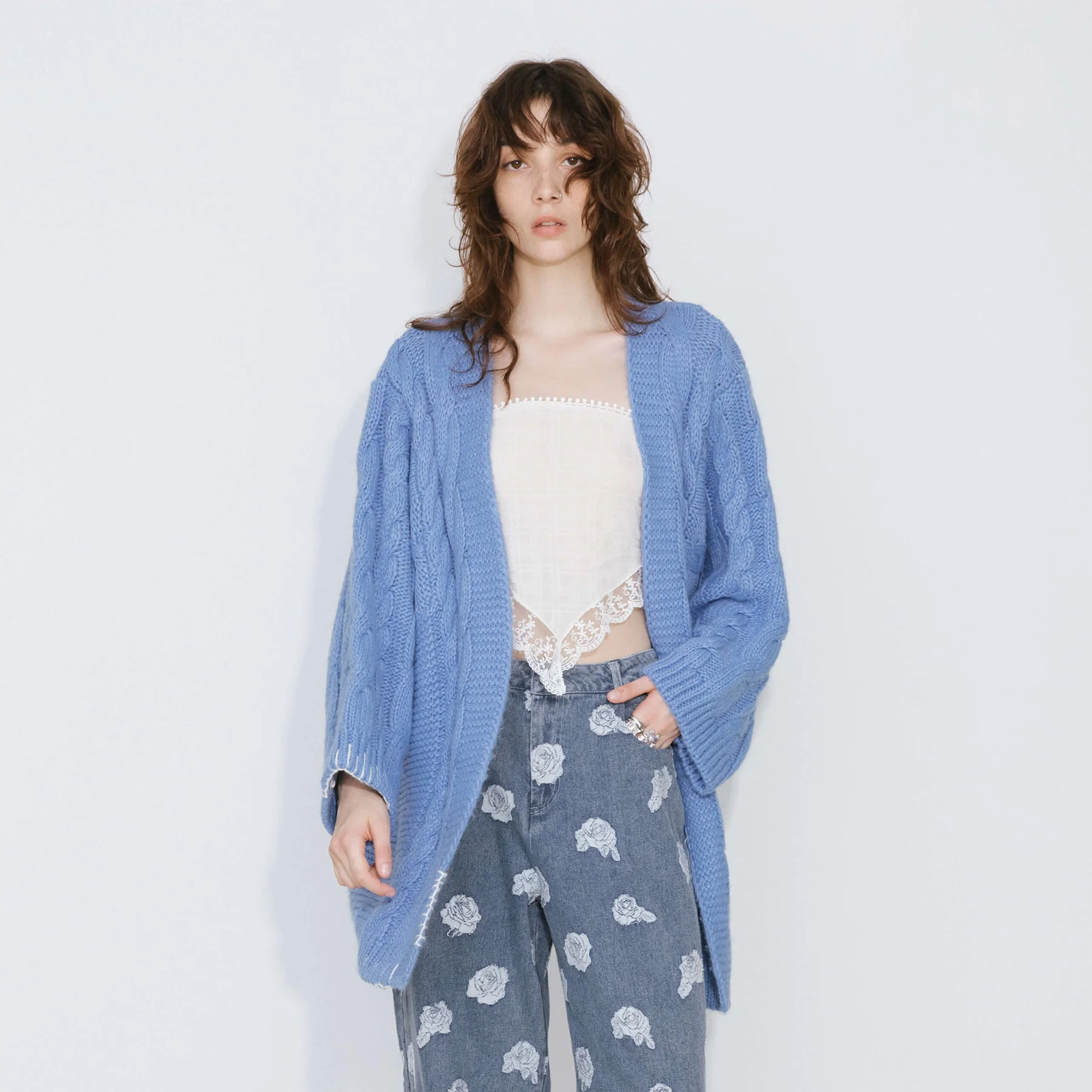 Cable Knit Cardigan with Wool Blend - Image 3