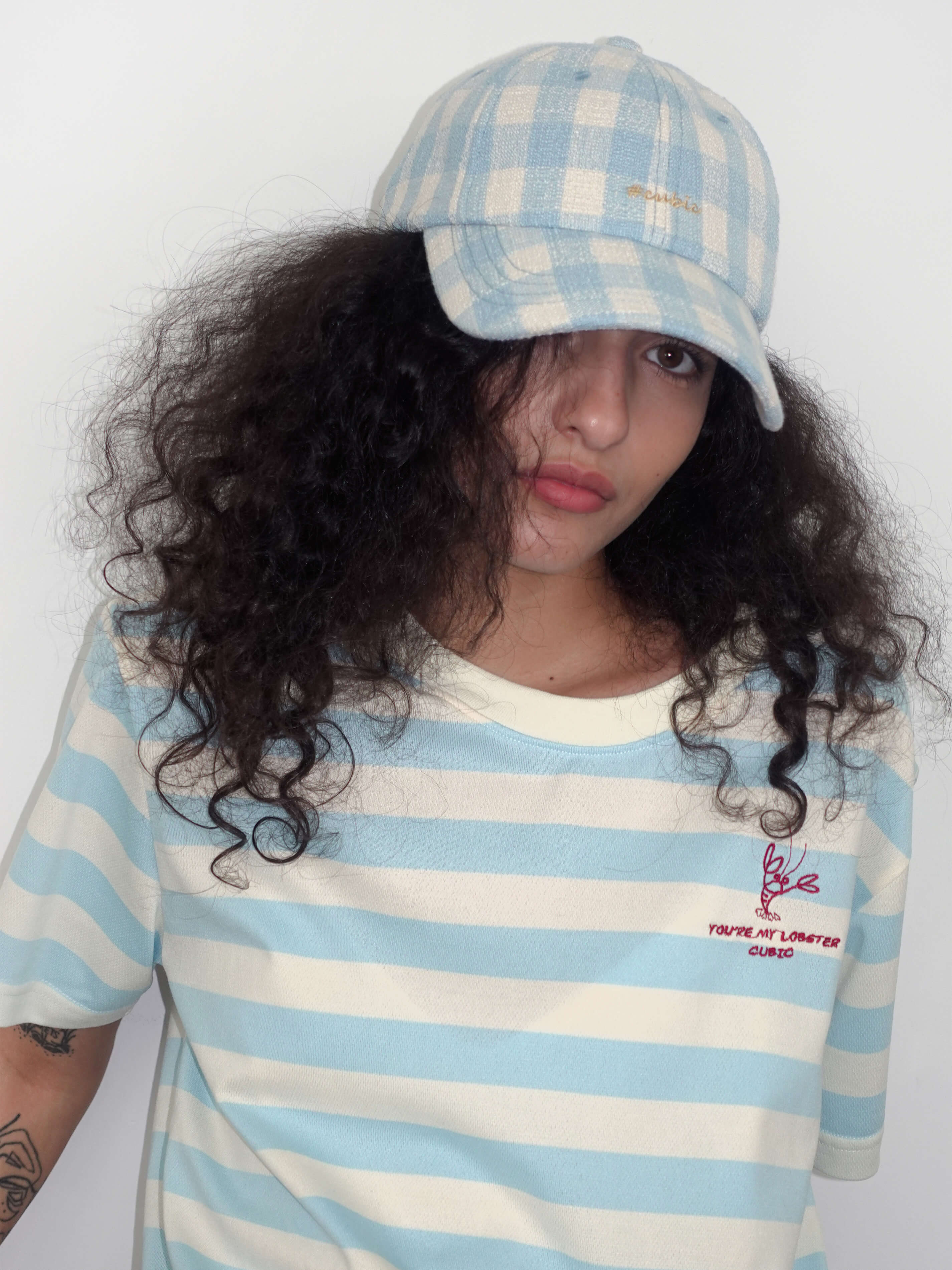 CUBIC Embroidered Plaid Pattern Cap - Image 5