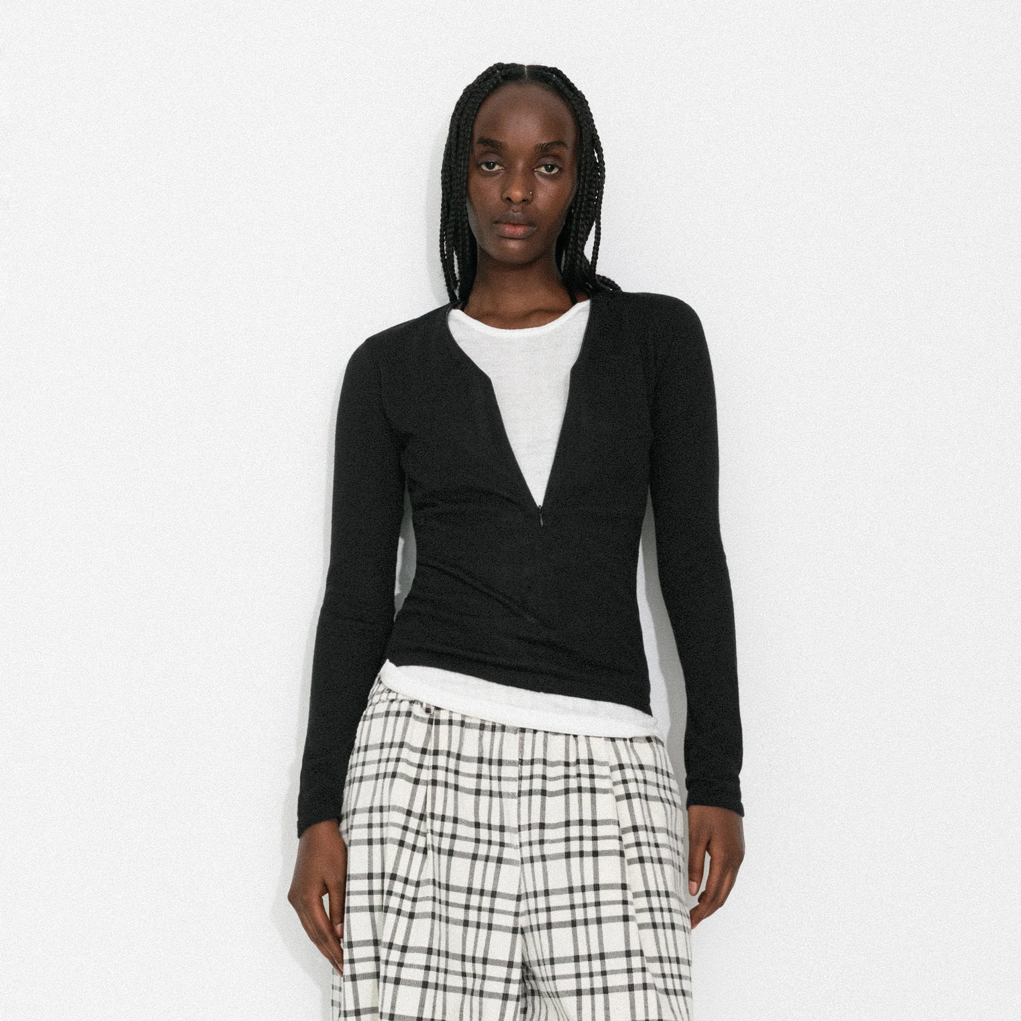 Casual Faux-Layer Knit Top - Image 9