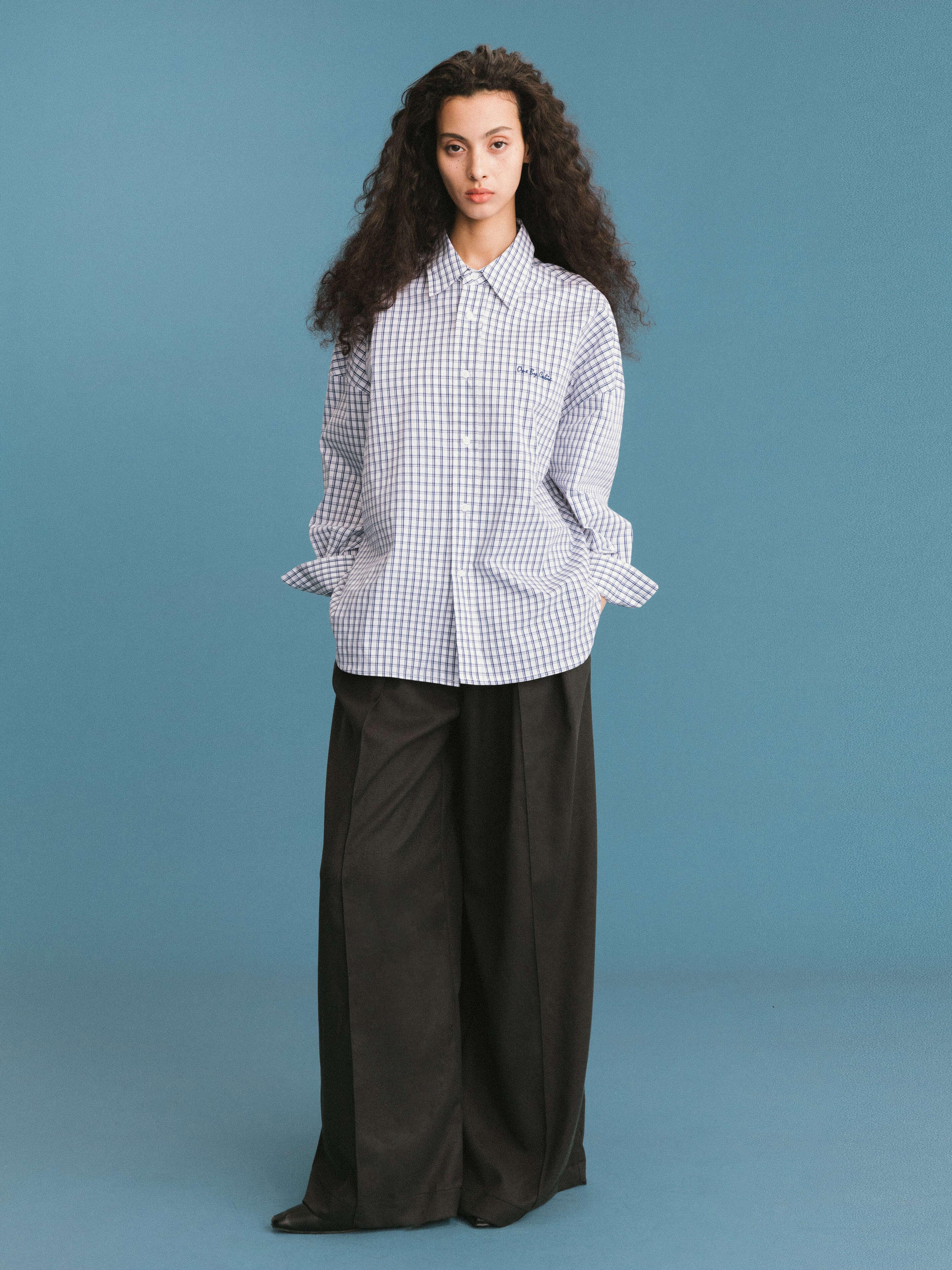 ONE BY CUBIC Checked Oversized Cotton Shirt - Image 11