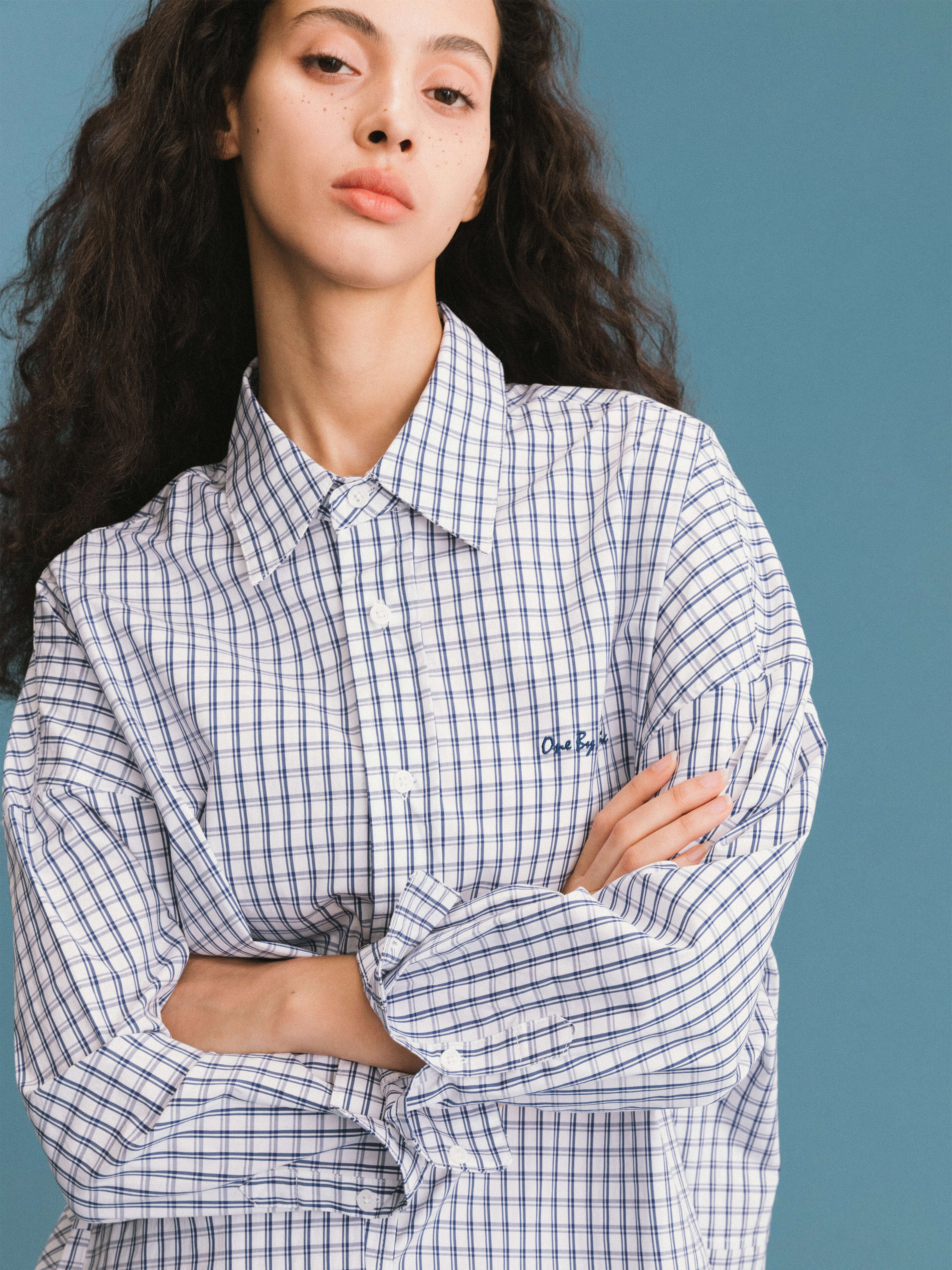ONE BY CUBIC Checked Oversized Cotton Shirt - Image 12