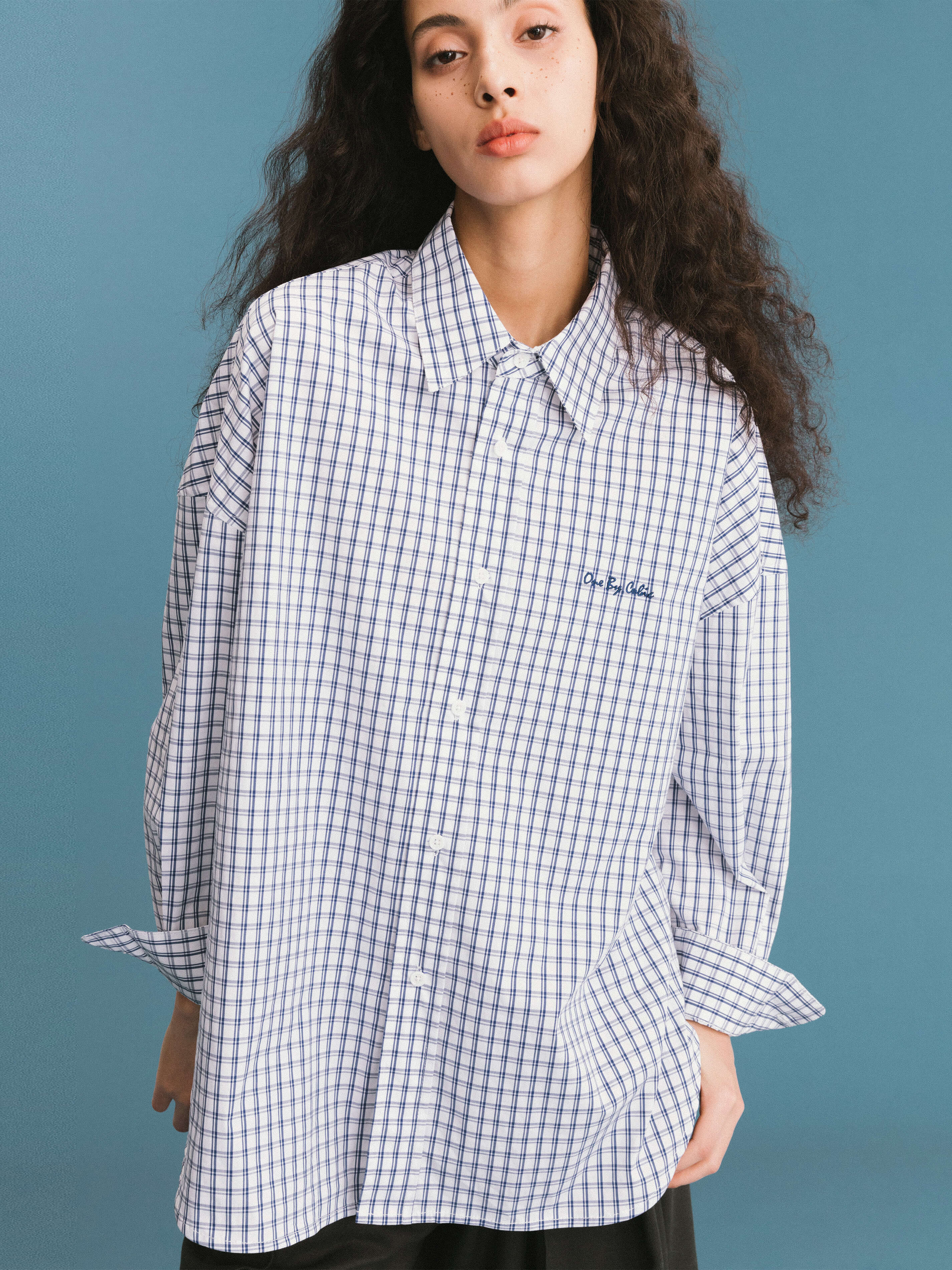 ONE BY CUBIC Checked Oversized Cotton Shirt - Image 13