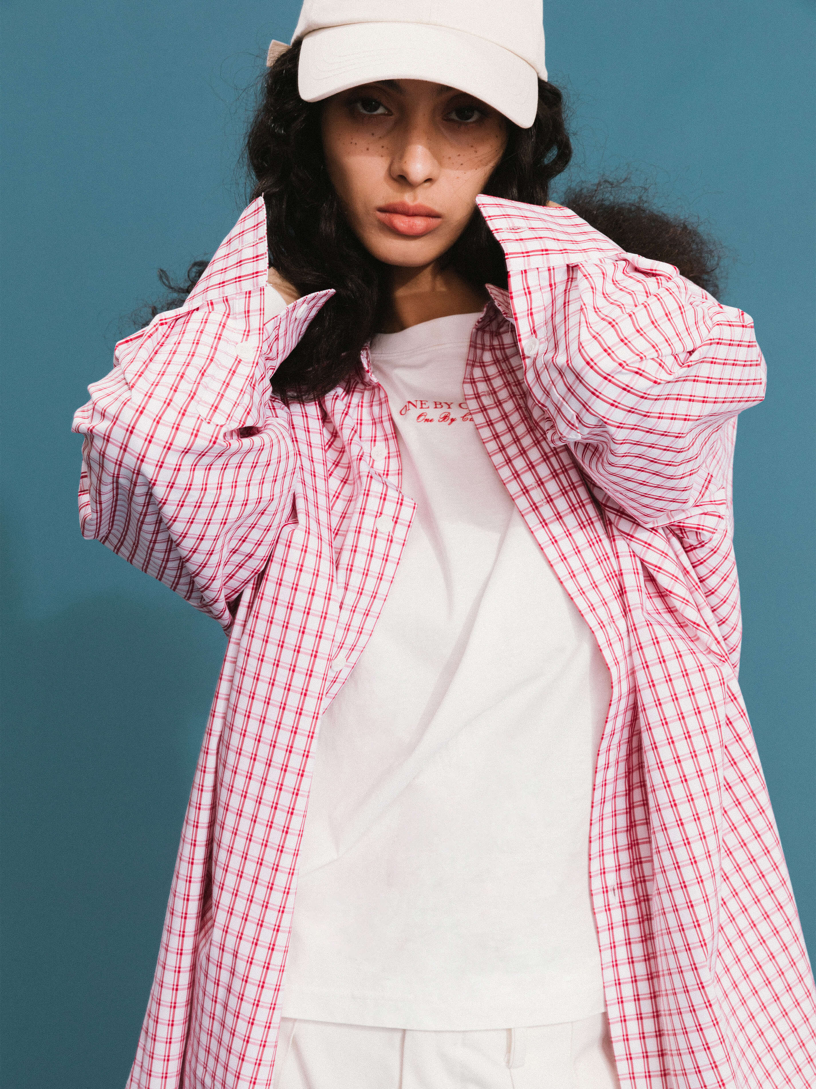 ONE BY CUBIC Checked Oversized Cotton Shirt - Image 6