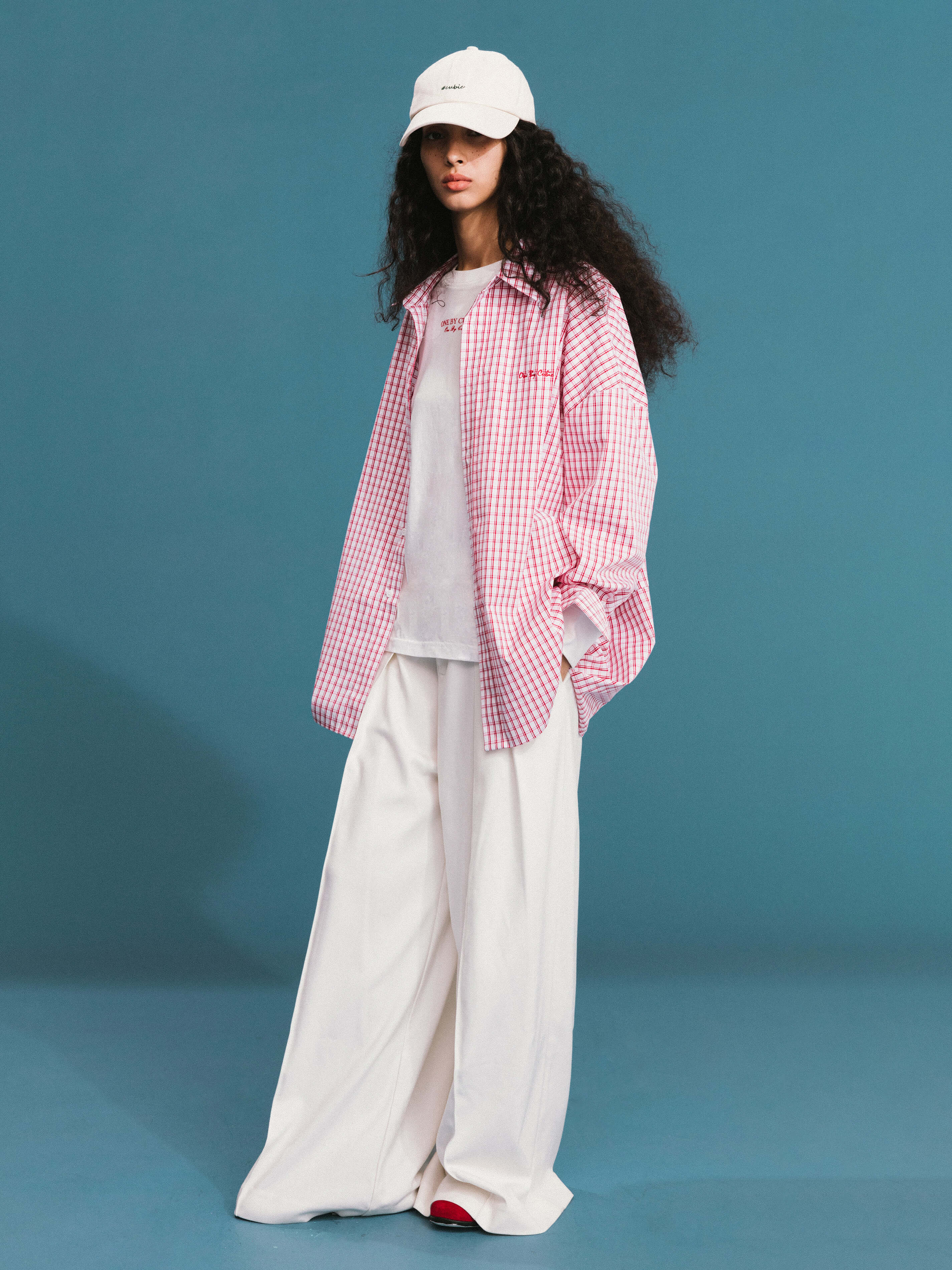 ONE BY CUBIC Checked Oversized Cotton Shirt - Image 7