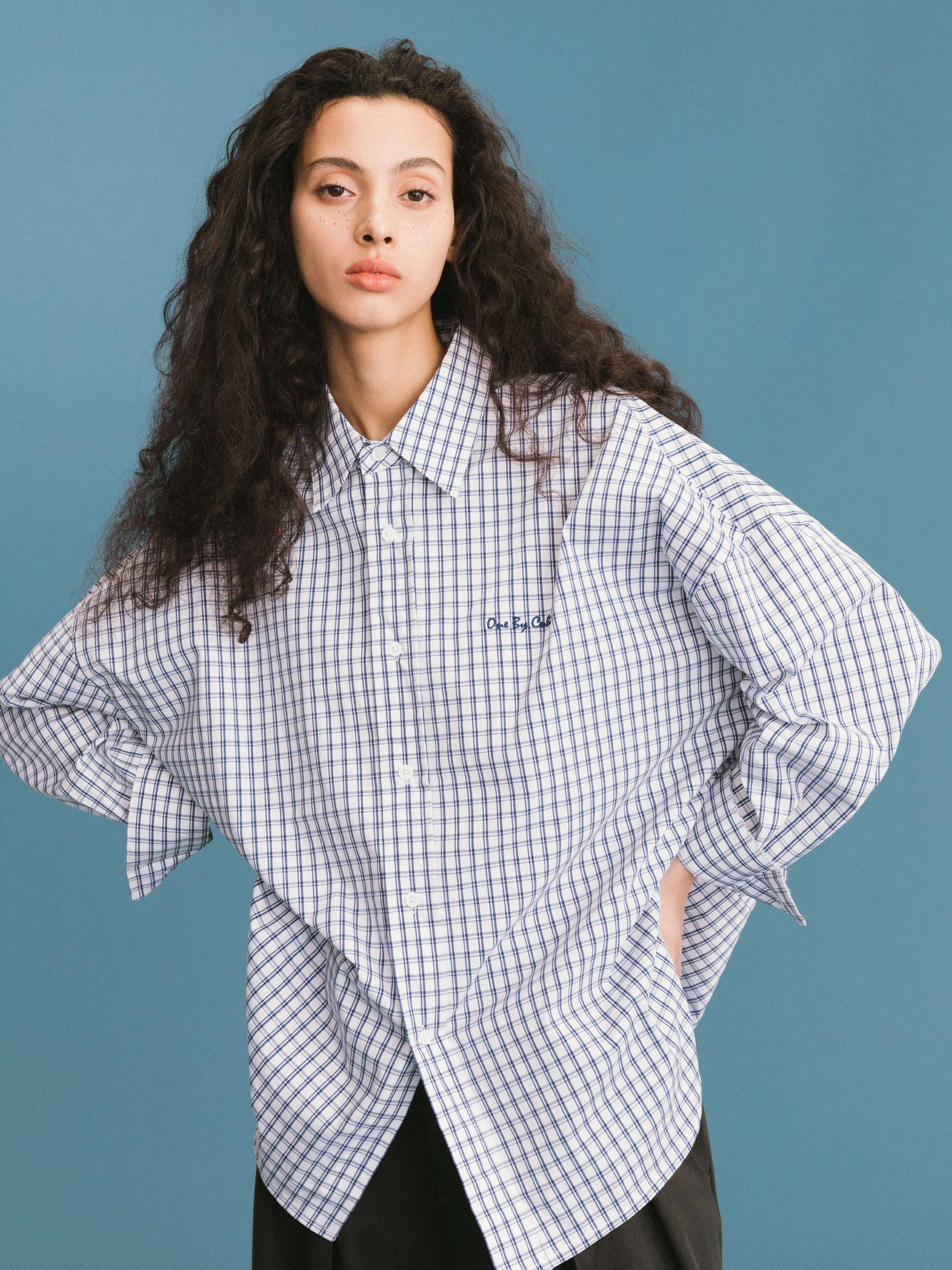 ONE BY CUBIC Checked Oversized Cotton Shirt - Image 8