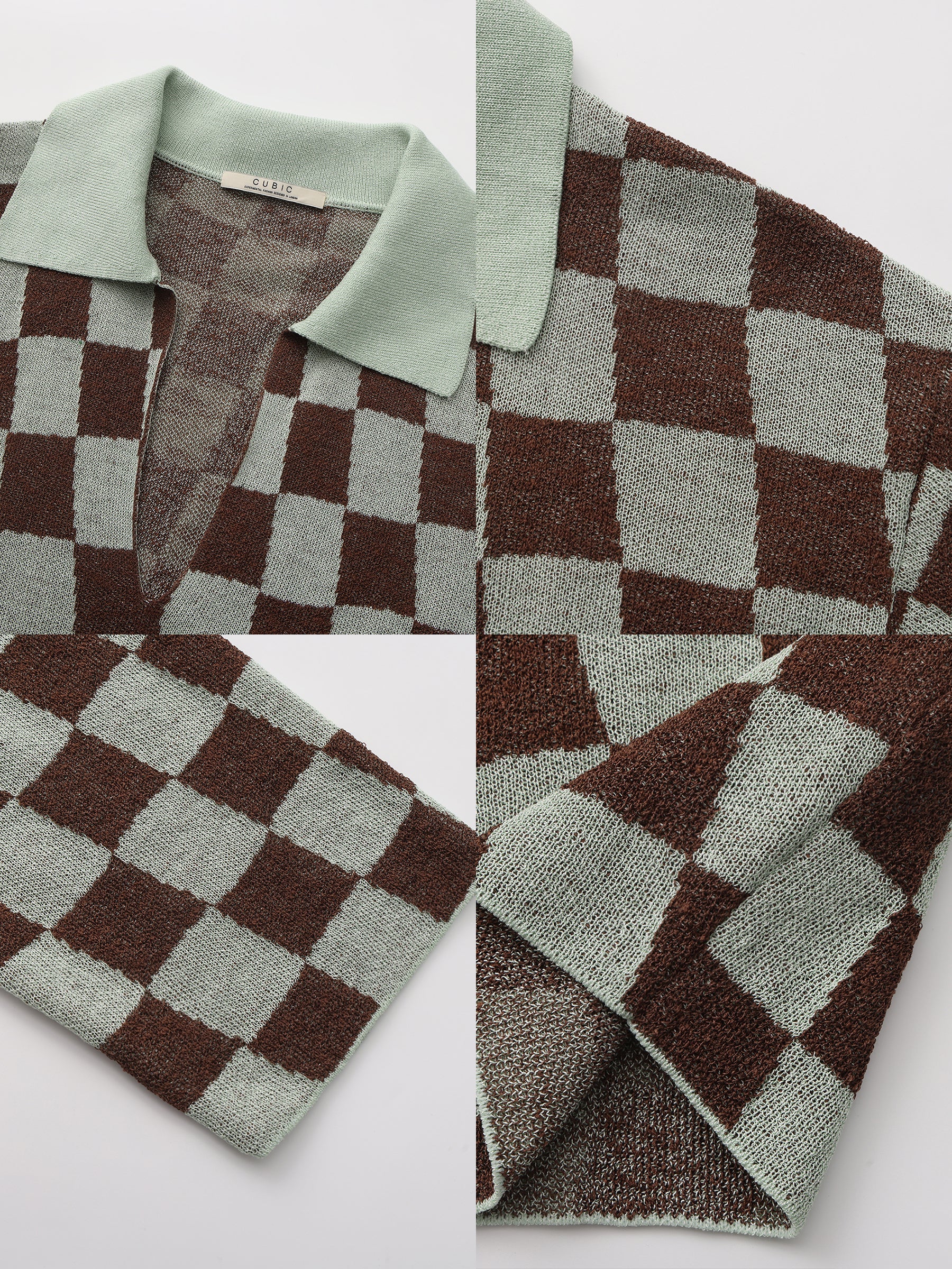 Checkerboard Contrast Knit Top - Image 14
