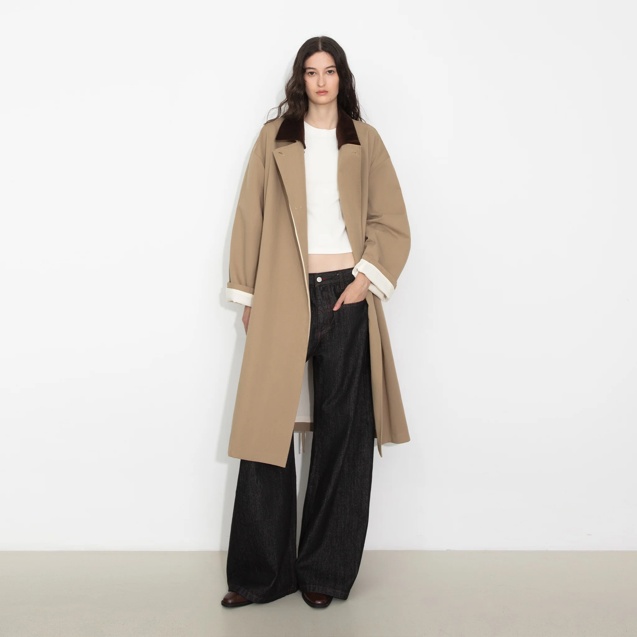 Classic Collared Longline Trench Coat - Image 3