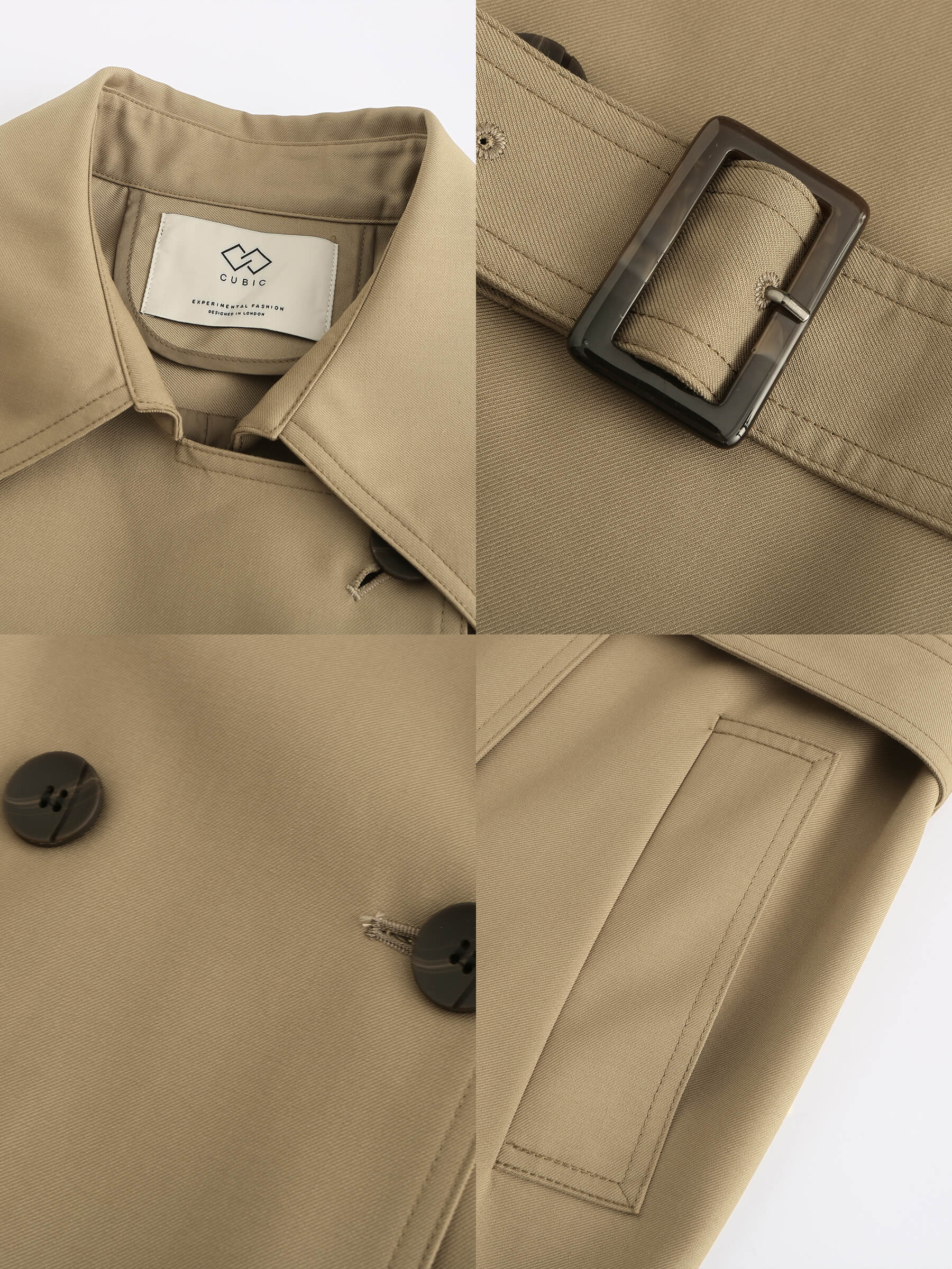 Classic Belted Double Breasted Trench Coat - Image 11