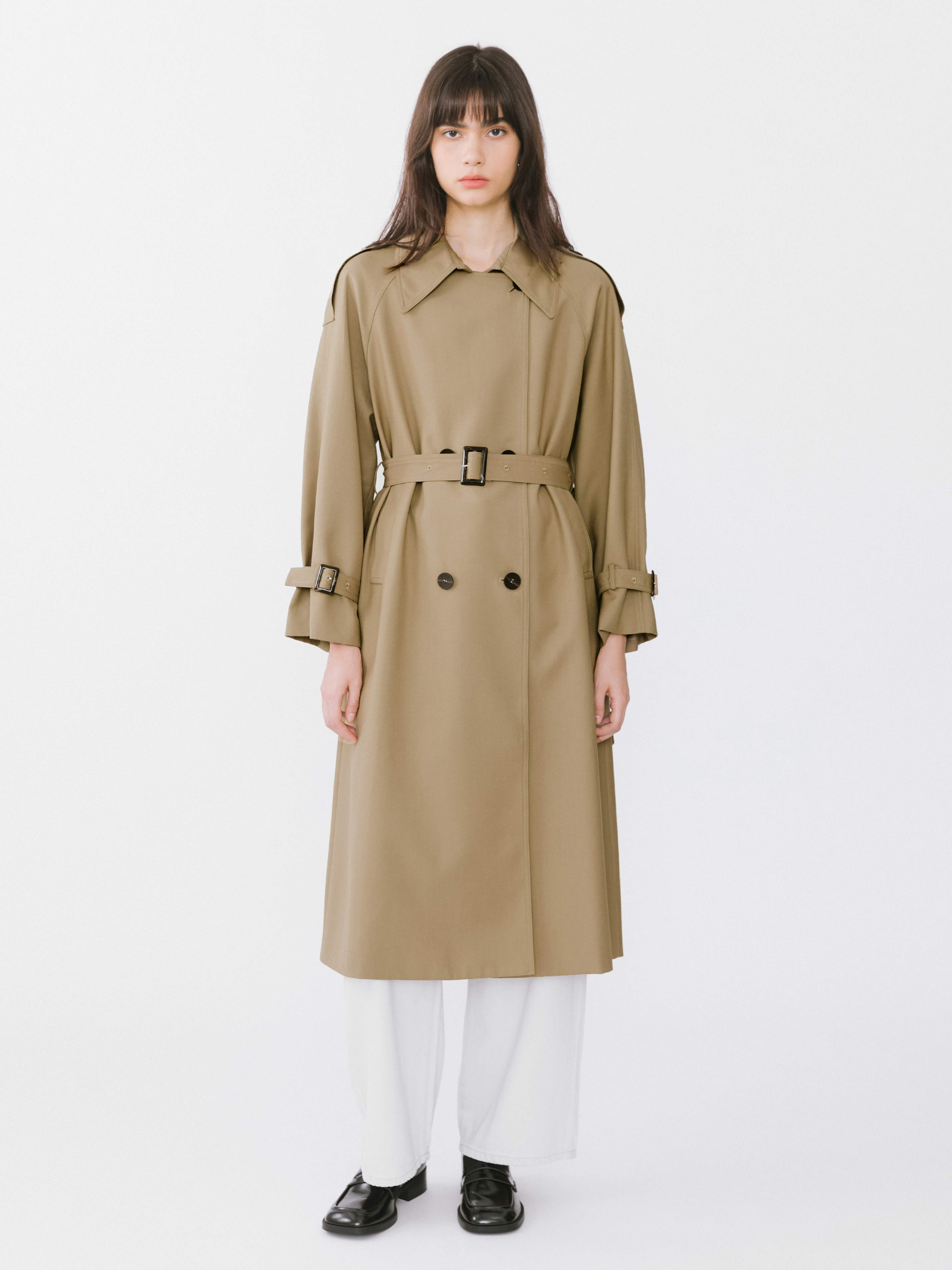 Classic Belted Double Breasted Trench Coat - Image 2