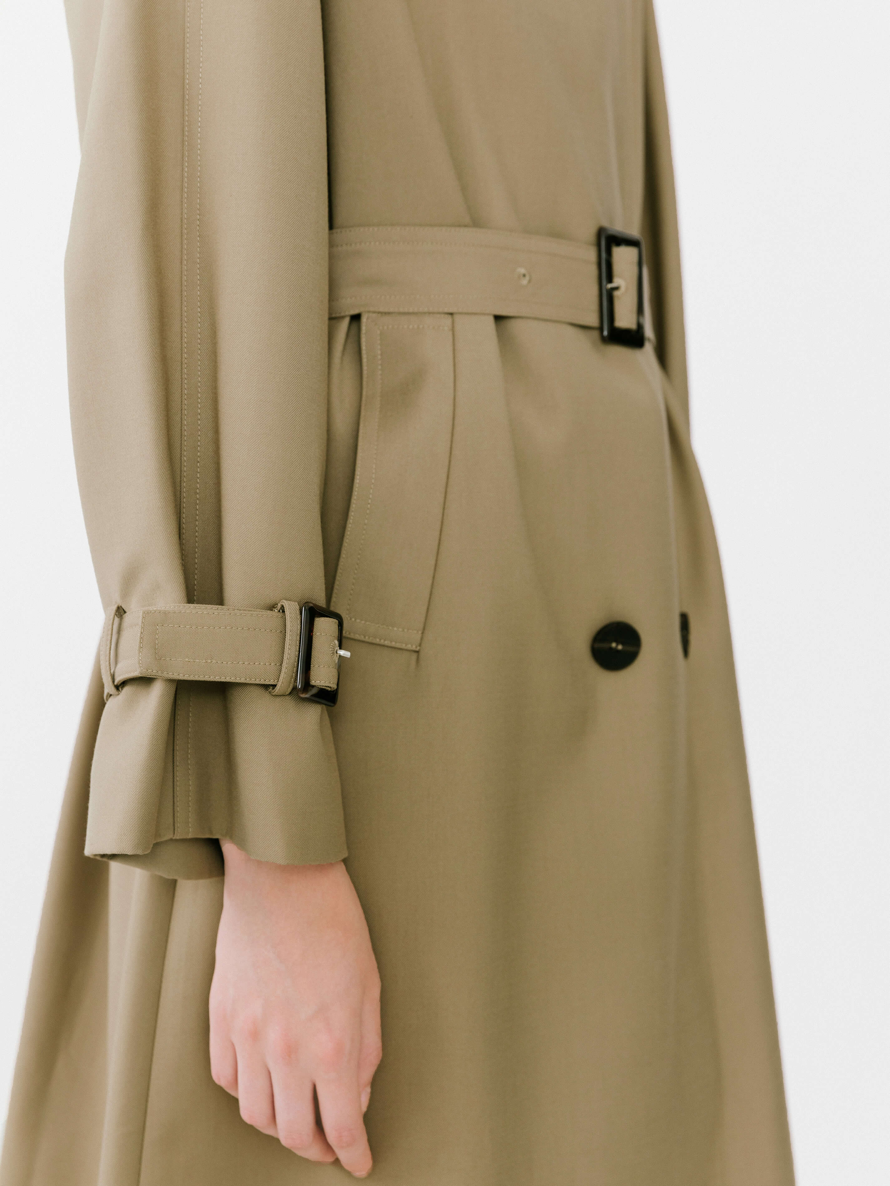Classic Belted Double Breasted Trench Coat - Image 4